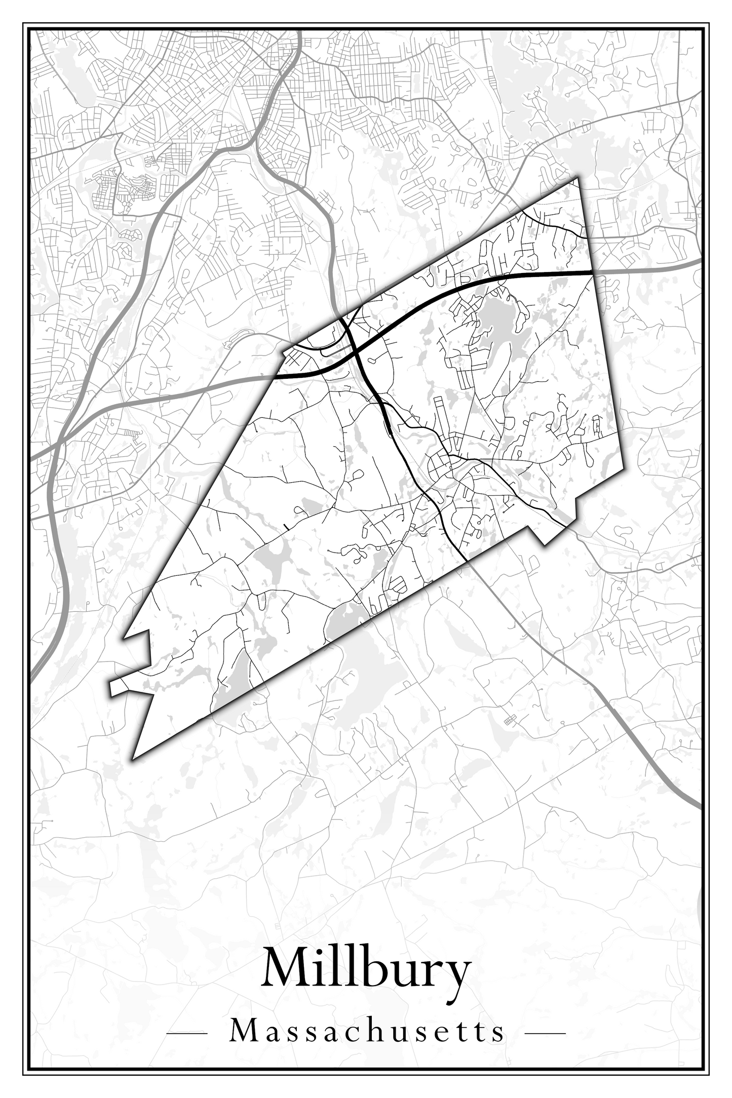 Massachusetts Towns - Street Map (Milford - Millville)