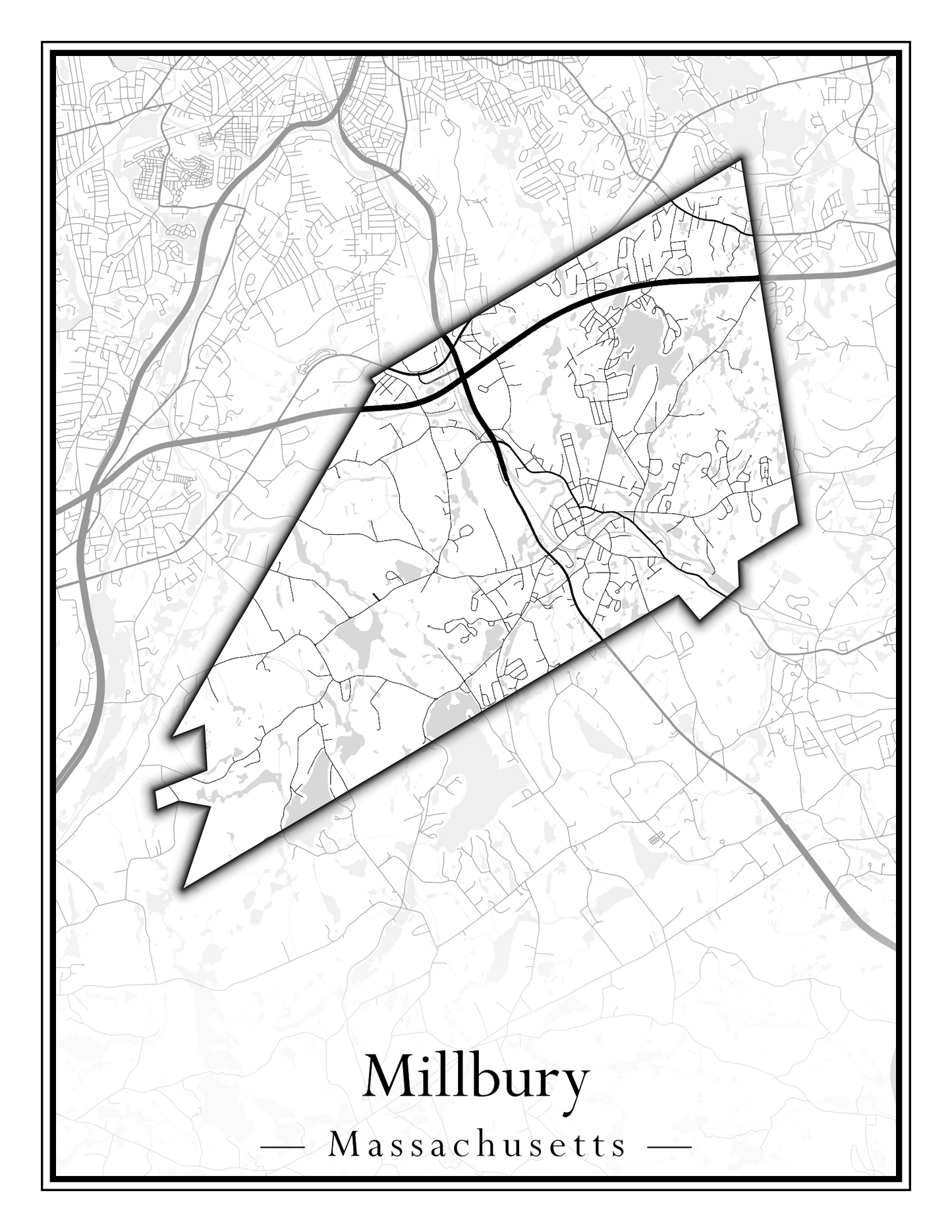 Massachusetts Towns - Street Map (Milford - Millville)