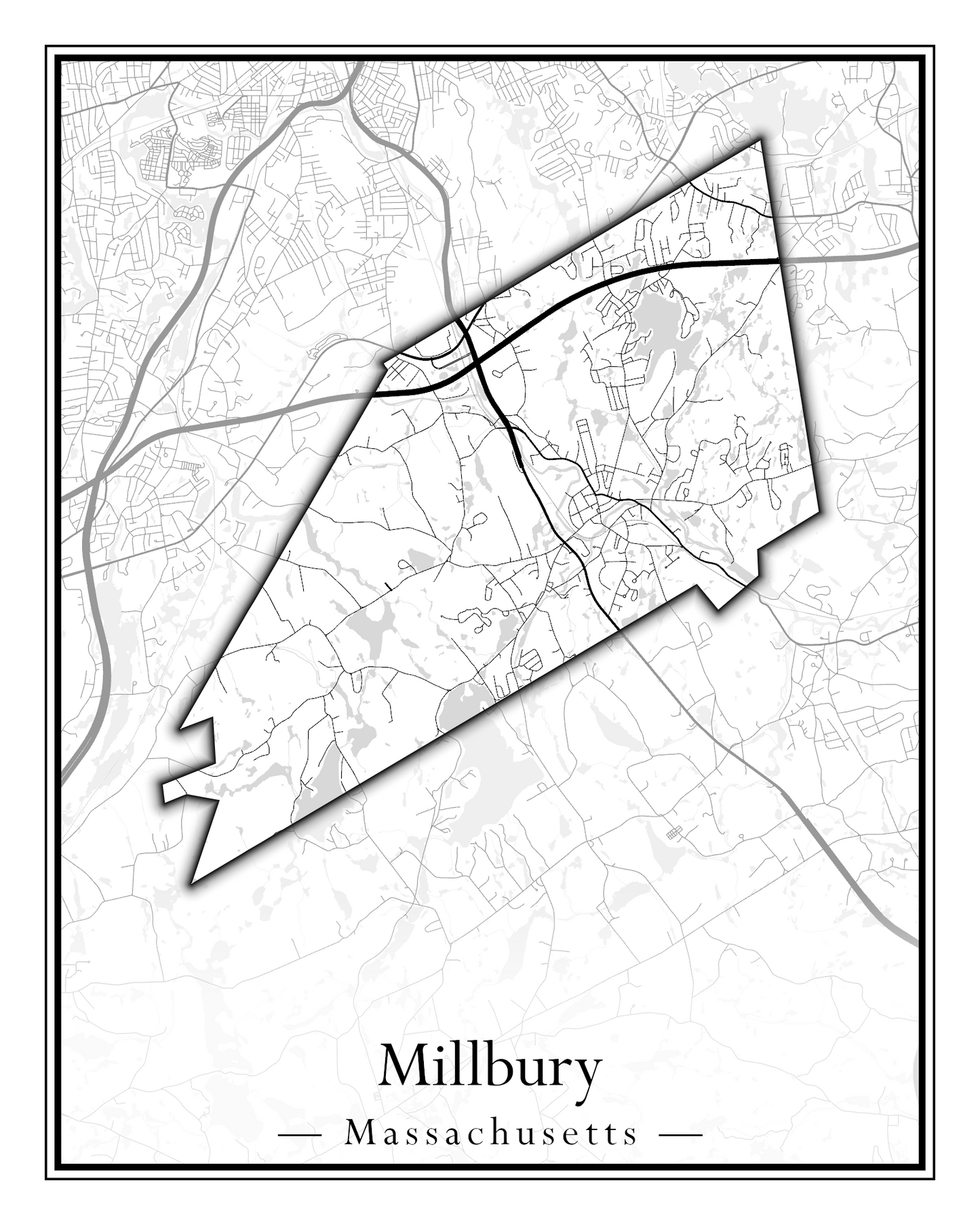 Massachusetts Towns - Street Map (Milford - Millville)