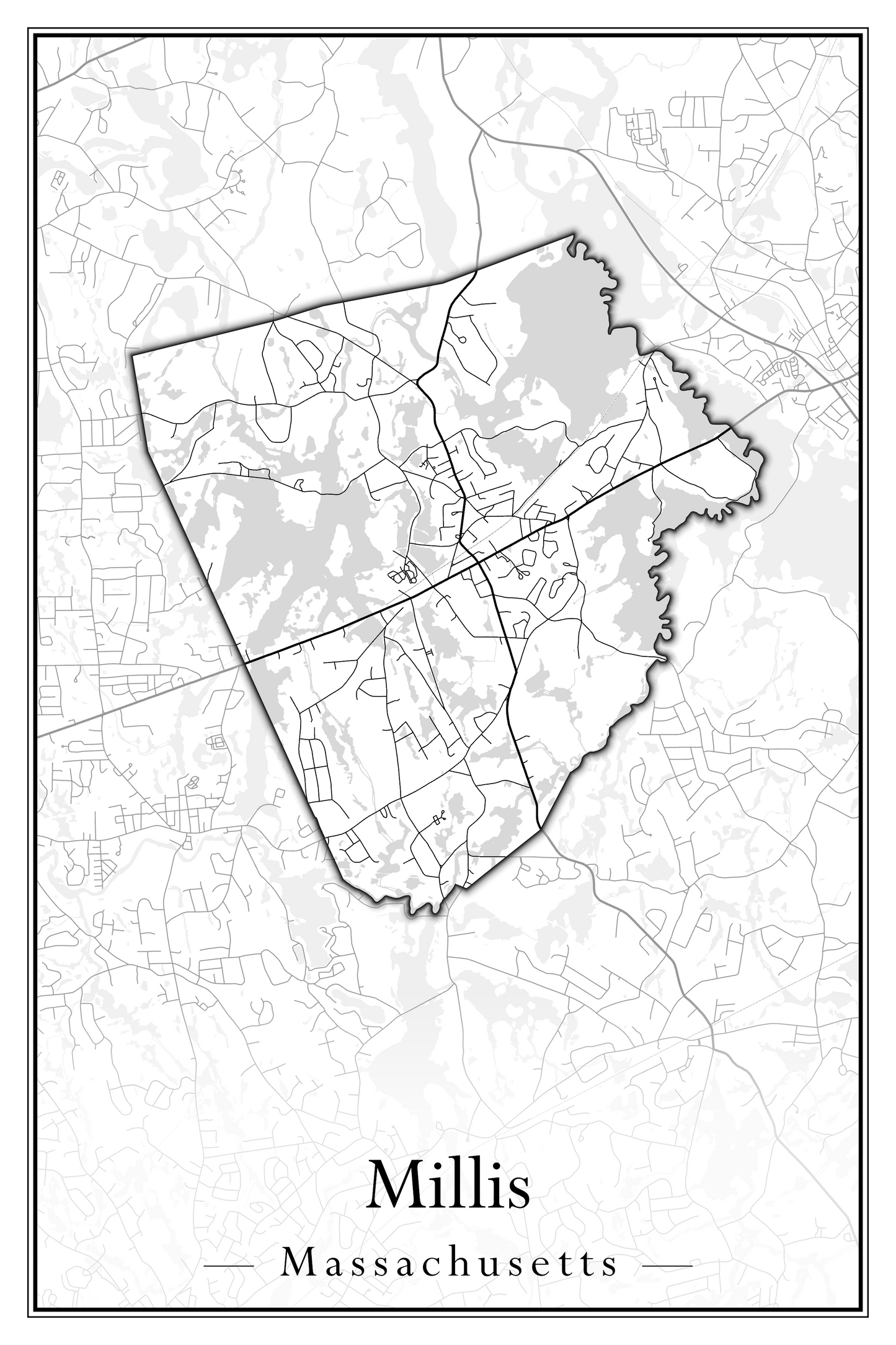 Massachusetts Towns - Street Map (Milford - Millville)