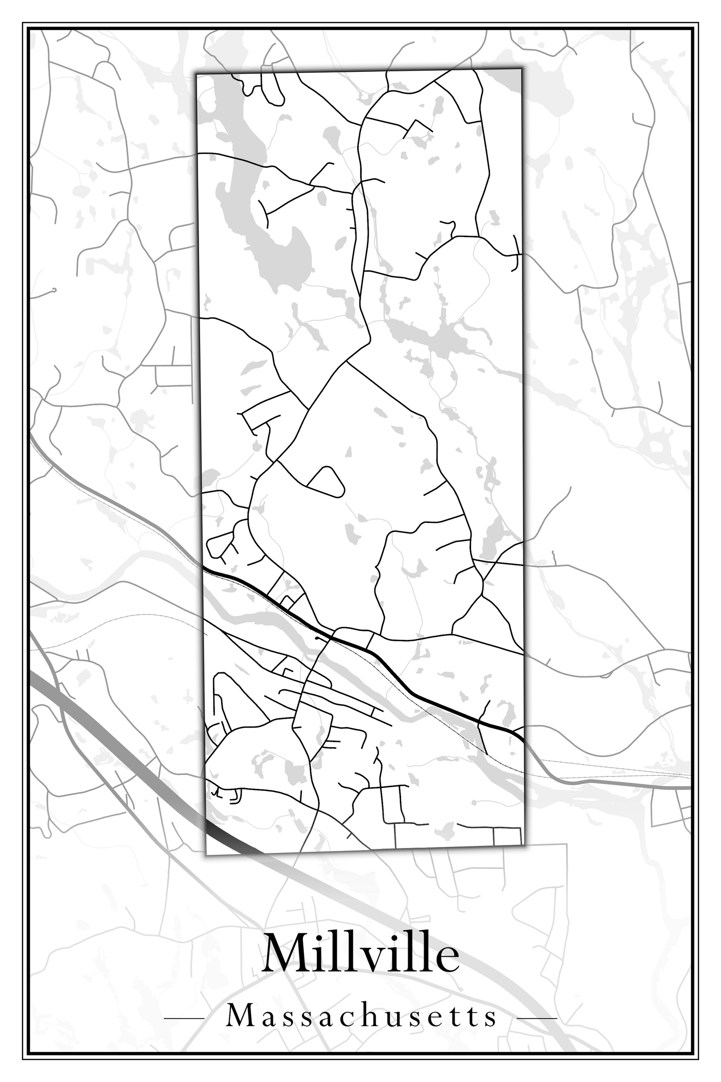 Massachusetts Towns - Street Map (Milford - Millville)