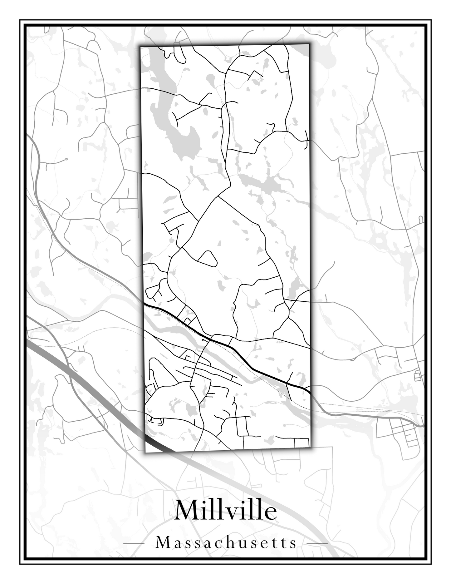 Massachusetts Towns - Street Map (Milford - Millville)