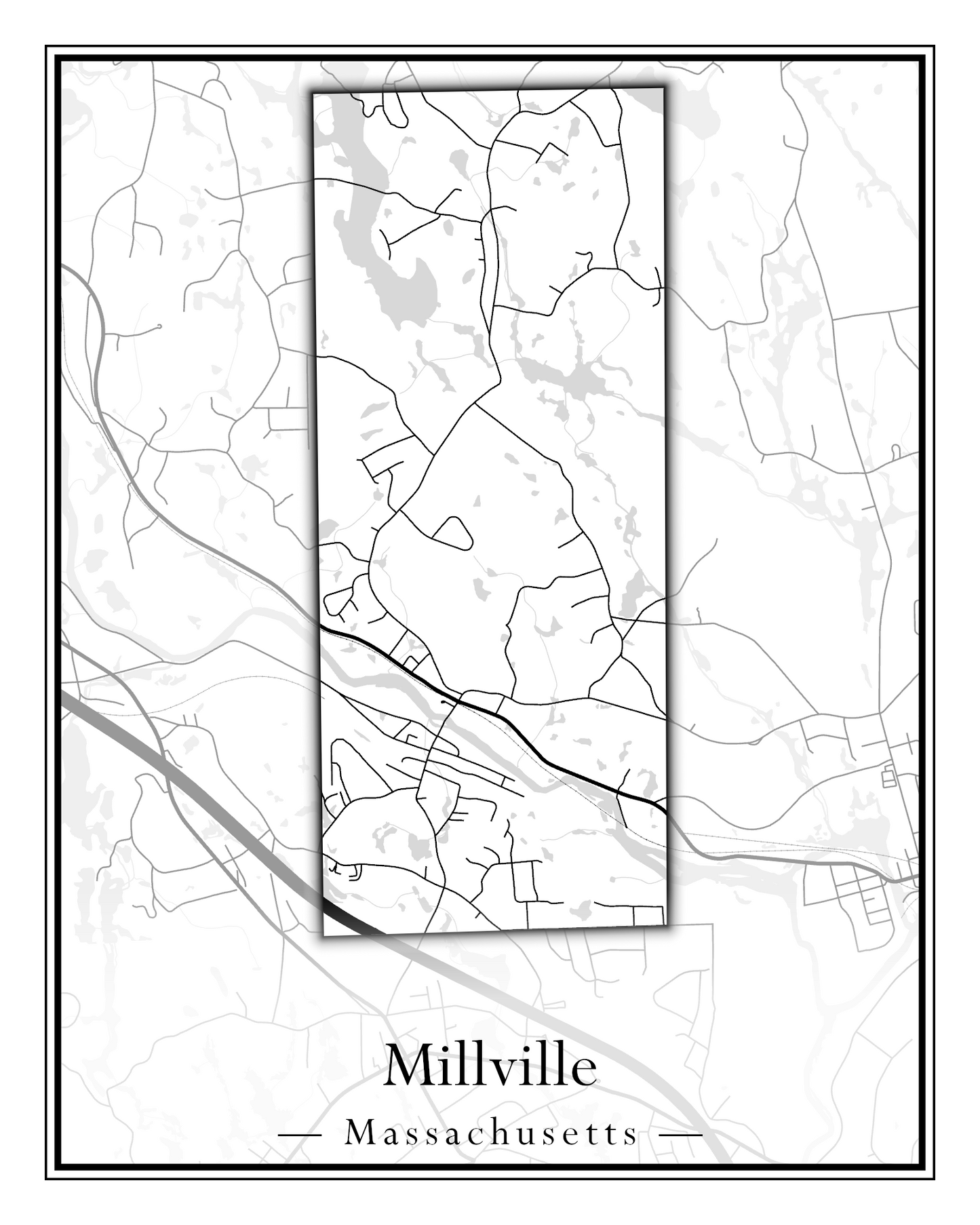 Massachusetts Towns - Street Map (Milford - Millville)