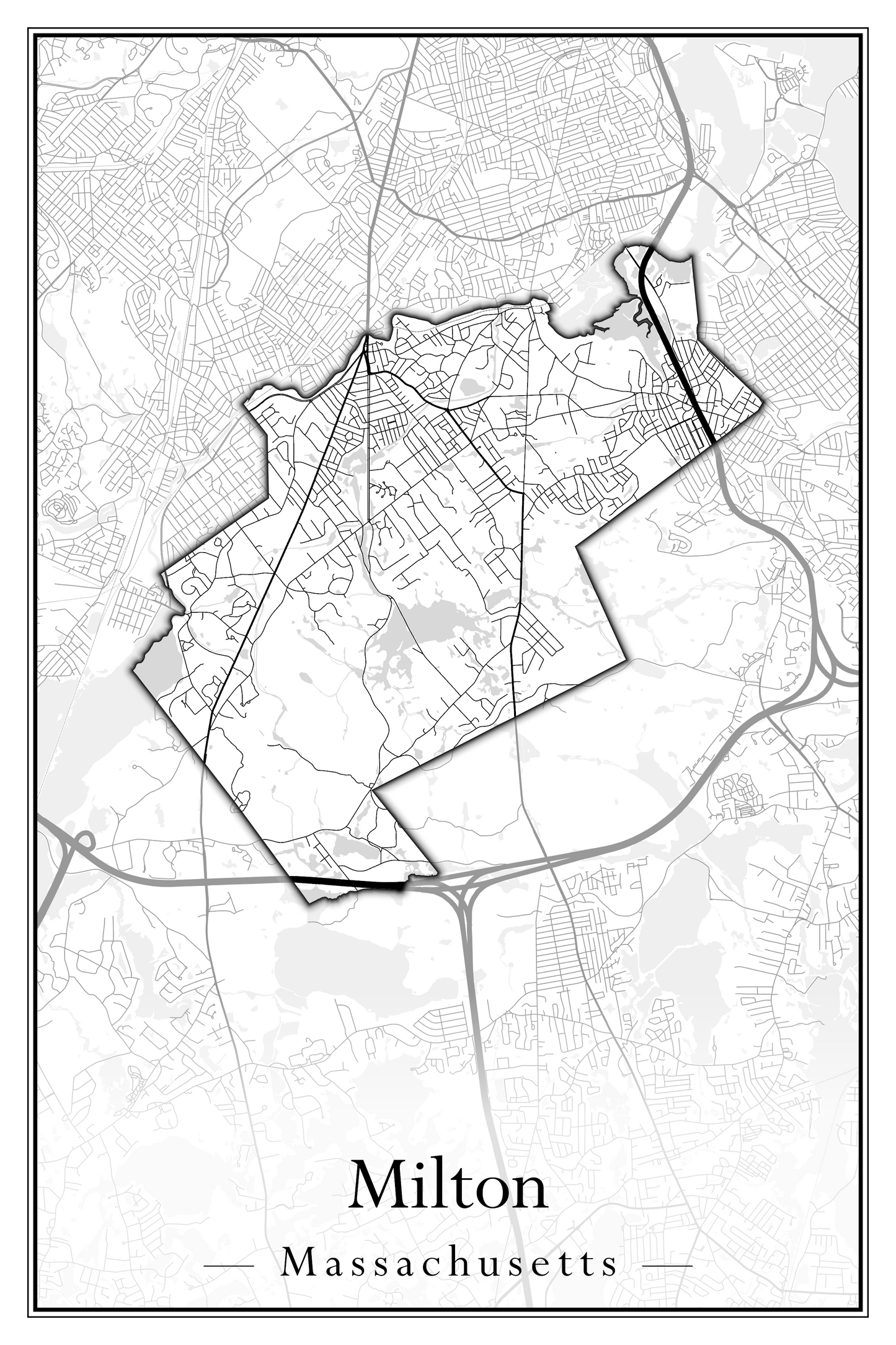 Massachusetts Towns - Street Map (Milton - Montague)