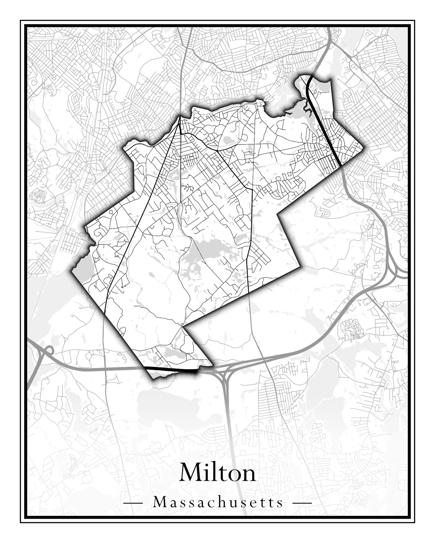 Massachusetts Towns - Street Map (Milton - Montague)