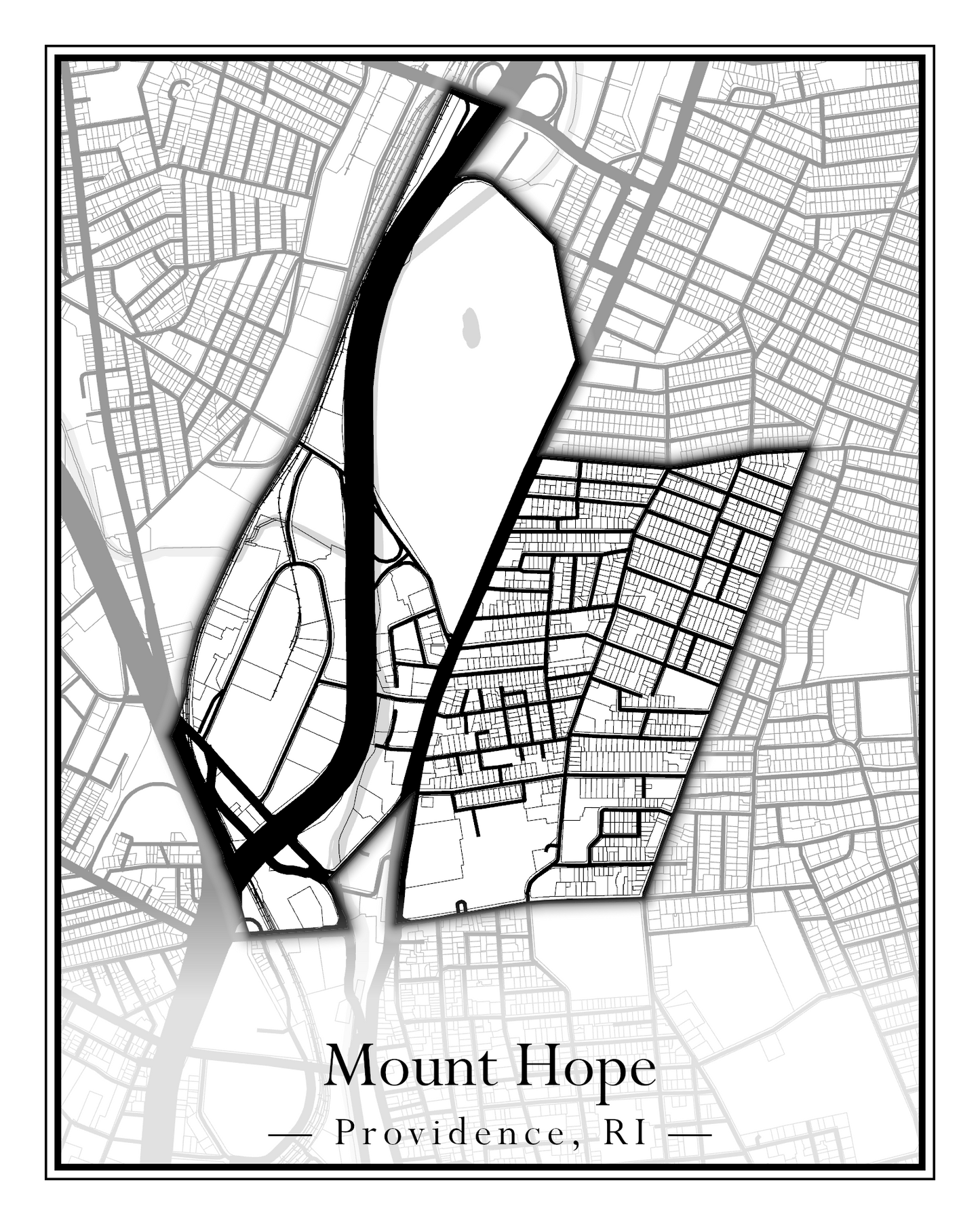 Providence Neighborhoods - Street Map (Mount Hope - Reservoir)