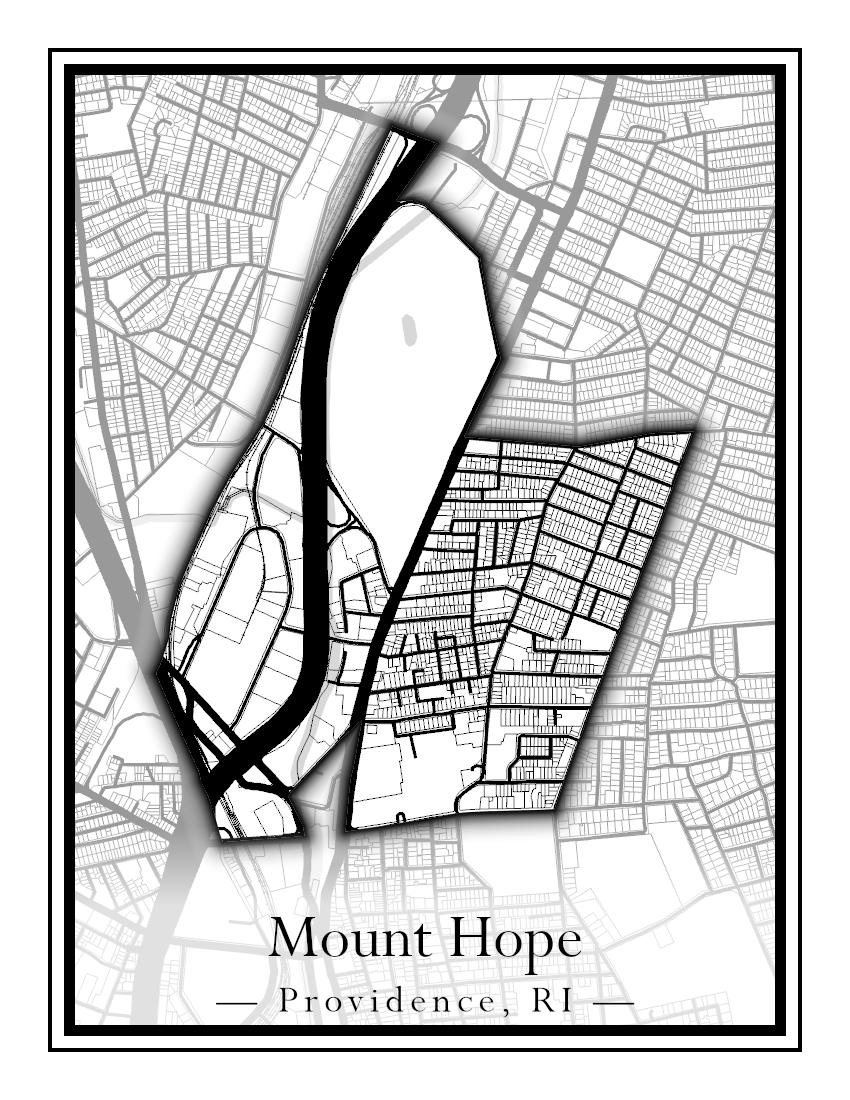 Providence Neighborhoods - Street Map (Mount Hope - Reservoir)