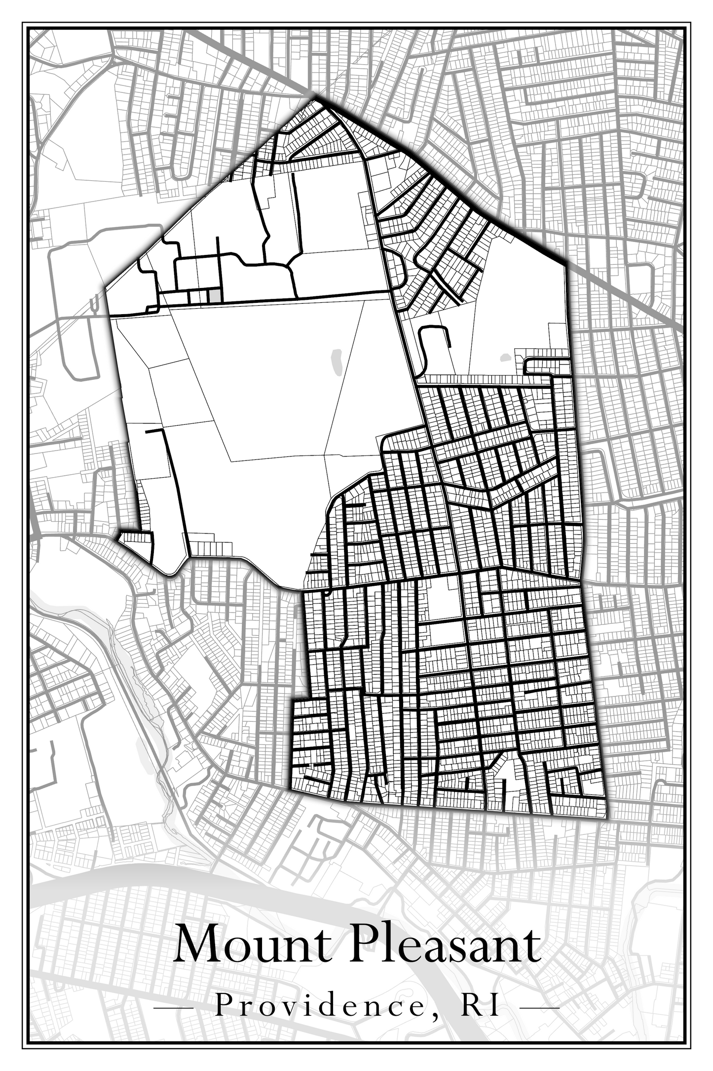 Providence Neighborhoods - Street Map (Mount Hope - Reservoir)