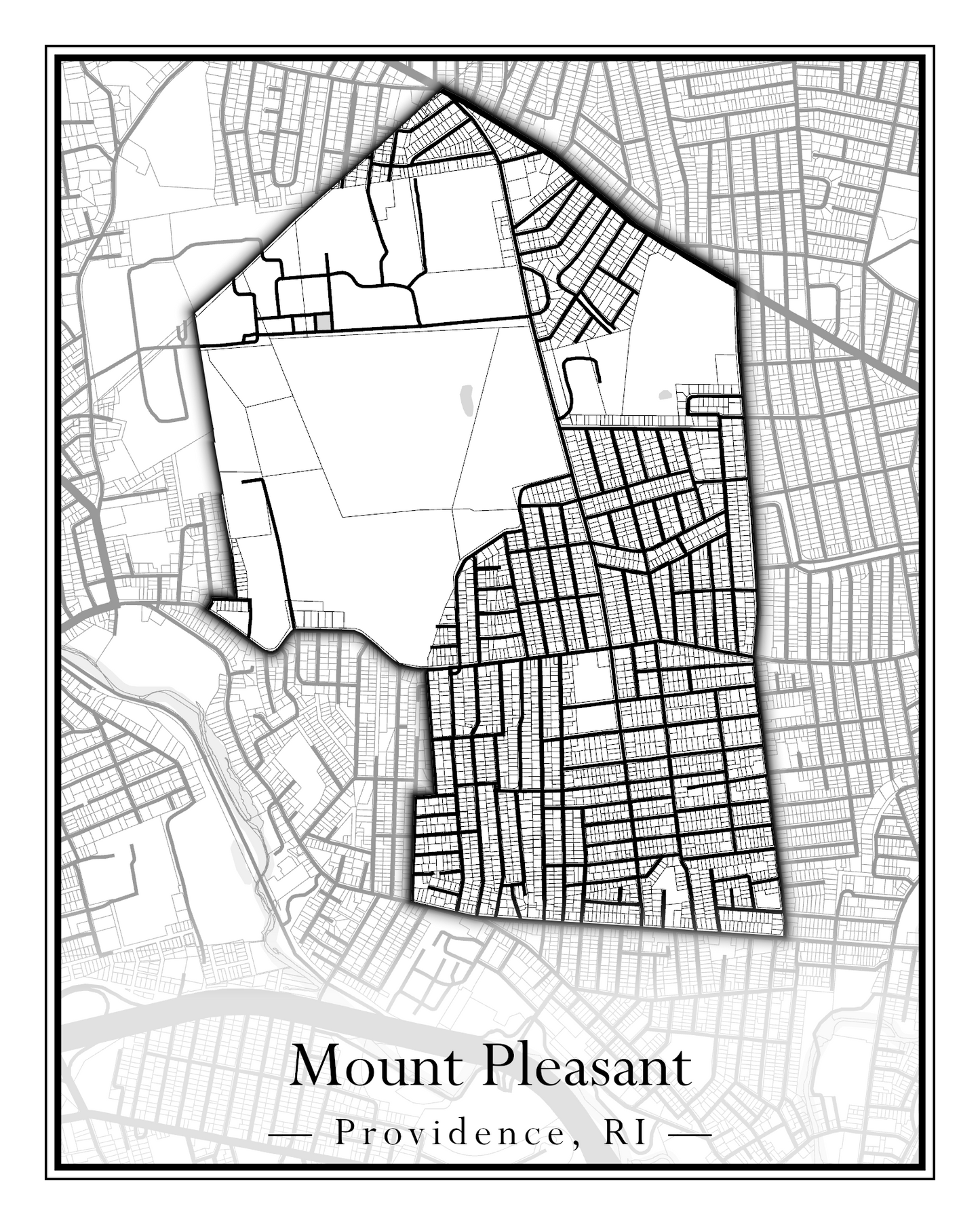 Providence Neighborhoods - Street Map (Mount Hope - Reservoir)