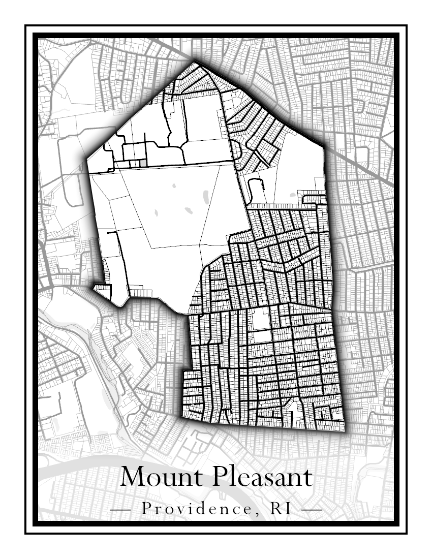 Providence Neighborhoods - Street Map (Mount Hope - Reservoir)