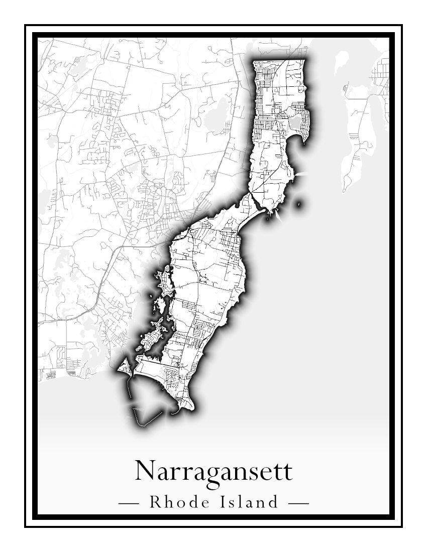 Rhode Island Towns - Street Map (Lincoln - Narragansett)