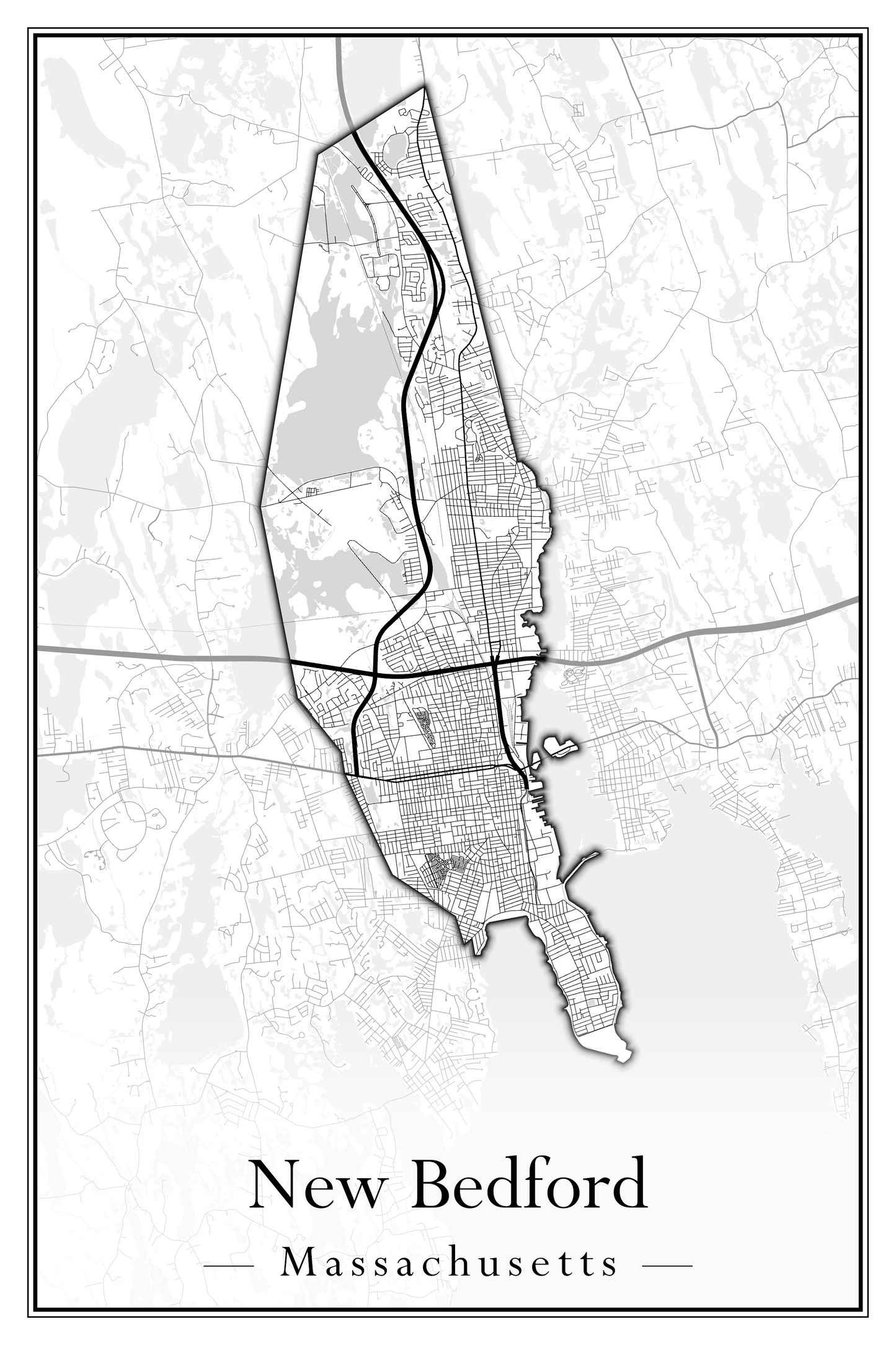 Massachusetts Towns - Street Map (New Bedford - New Salem)