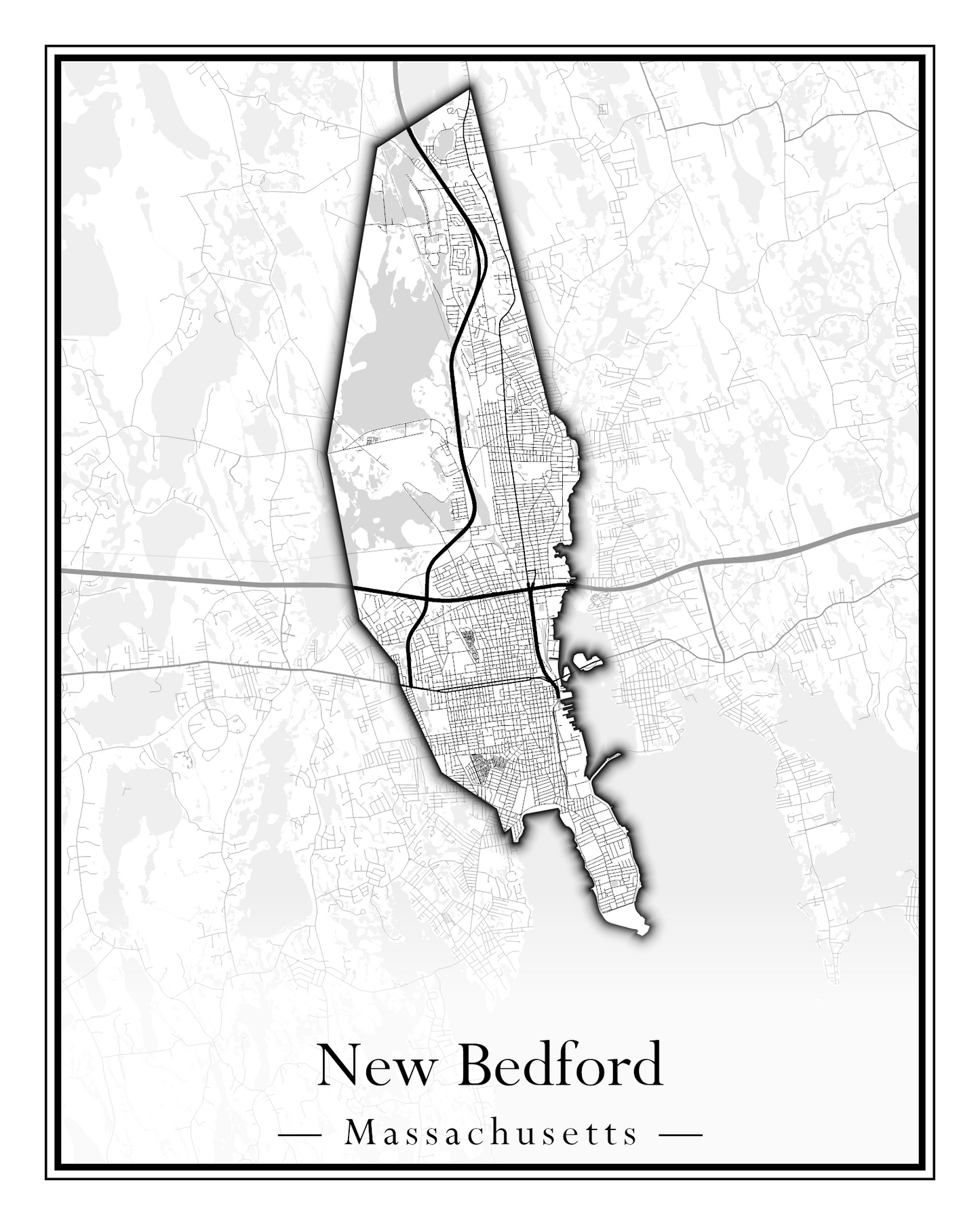 Massachusetts Towns - Street Map (New Bedford - New Salem)