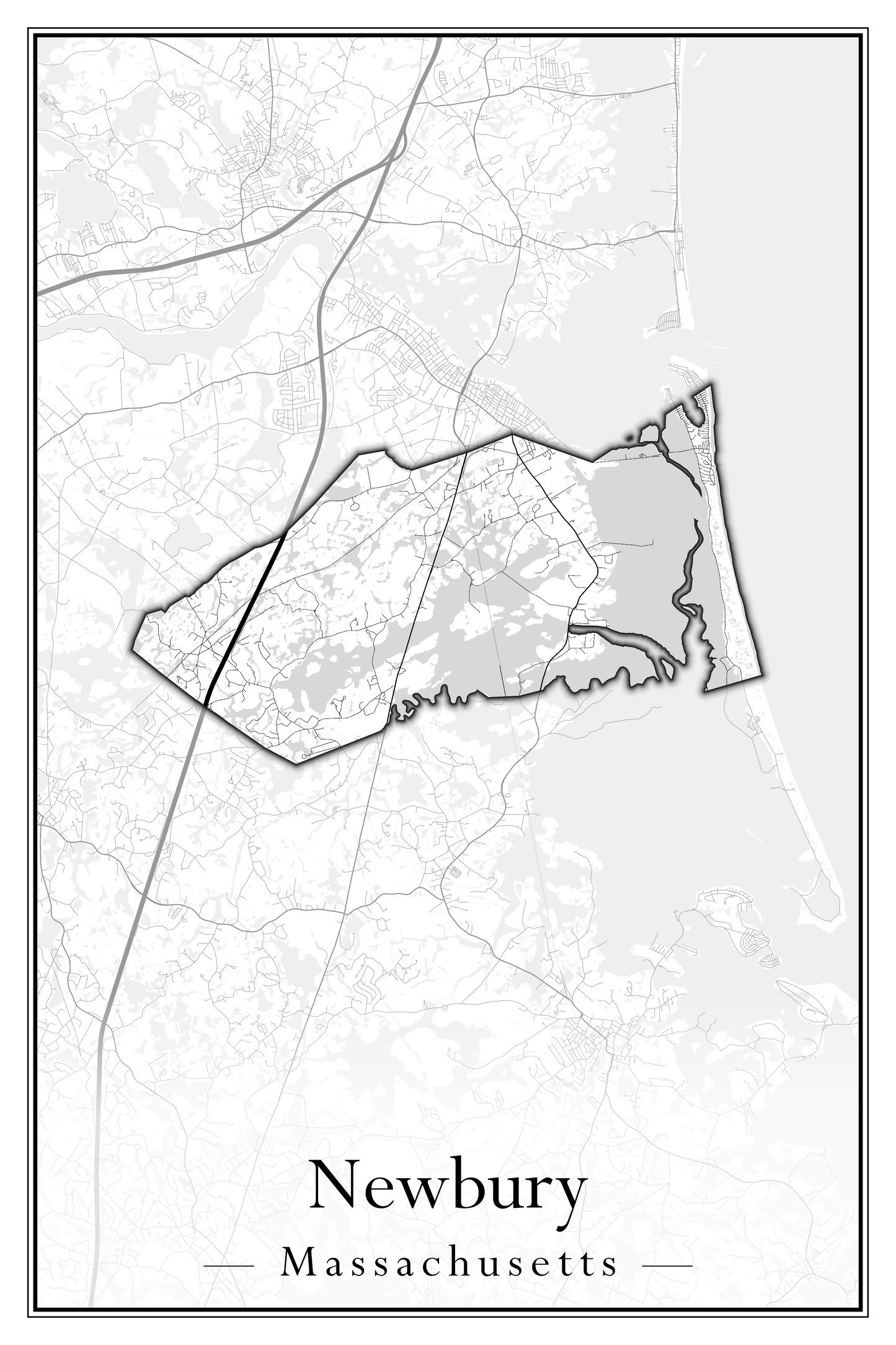 Massachusetts Towns - Street Map (Newbury - Norfolk)