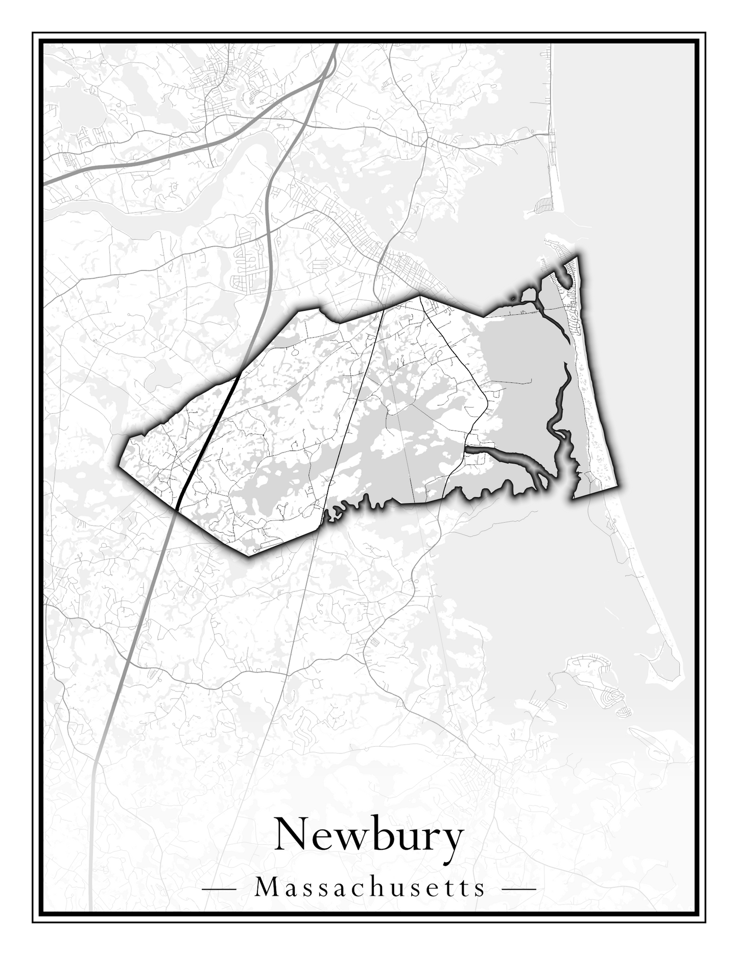 Massachusetts Towns - Street Map (Newbury - Norfolk)