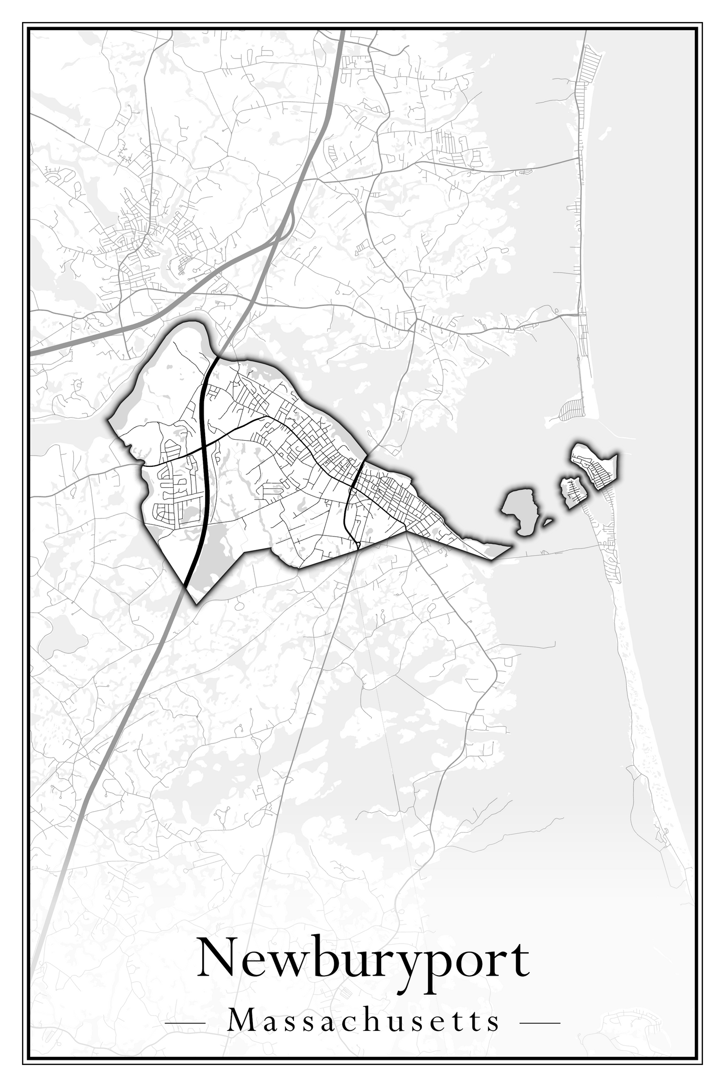 Massachusetts Towns - Street Map (Newbury - Norfolk)