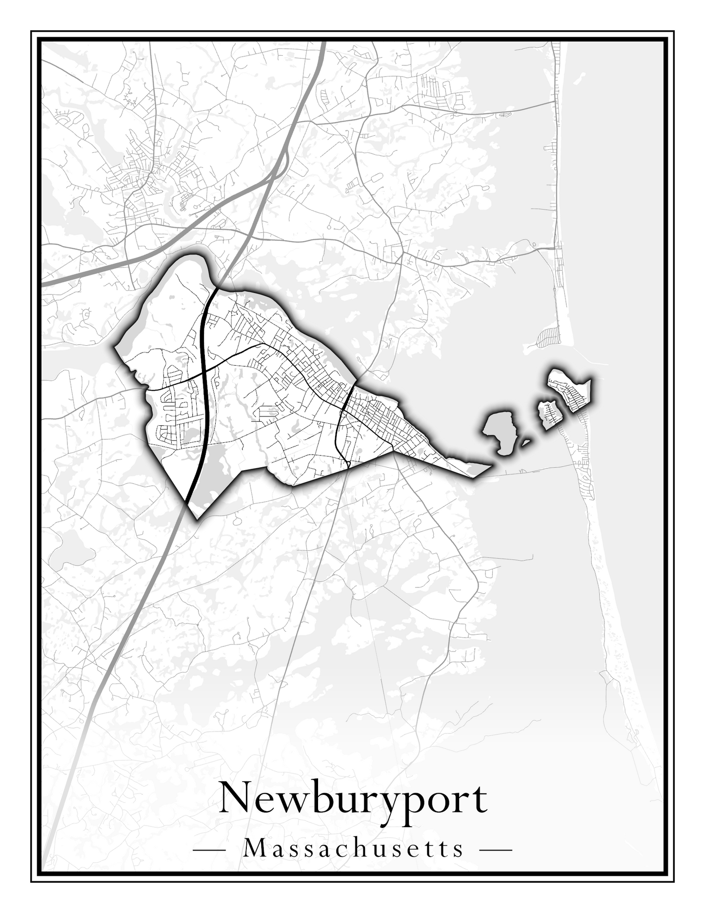 Massachusetts Towns - Street Map (Newbury - Norfolk)