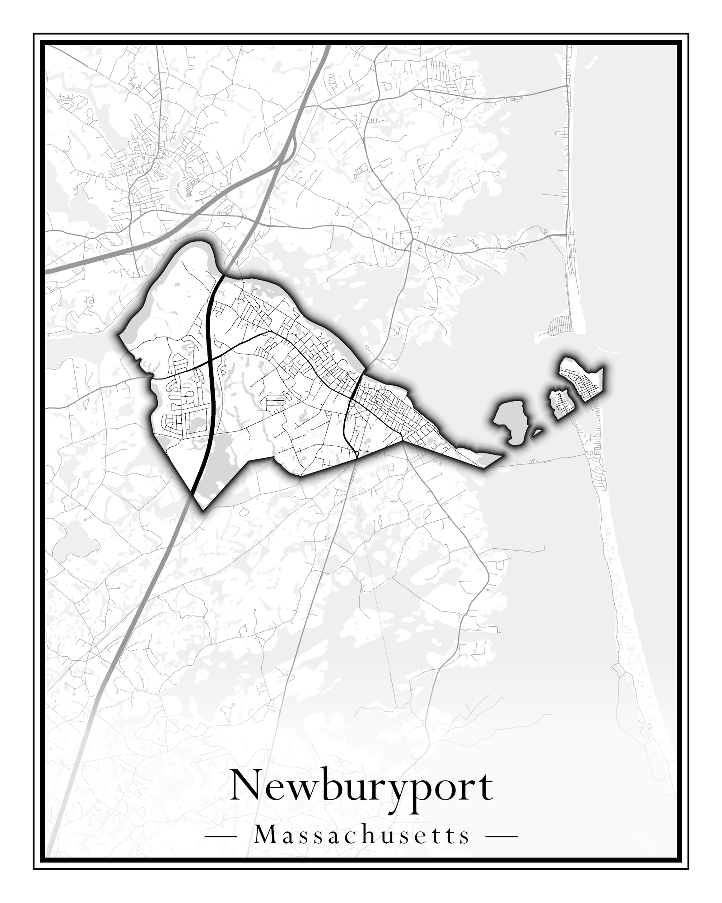 Massachusetts Towns - Street Map (Newbury - Norfolk)