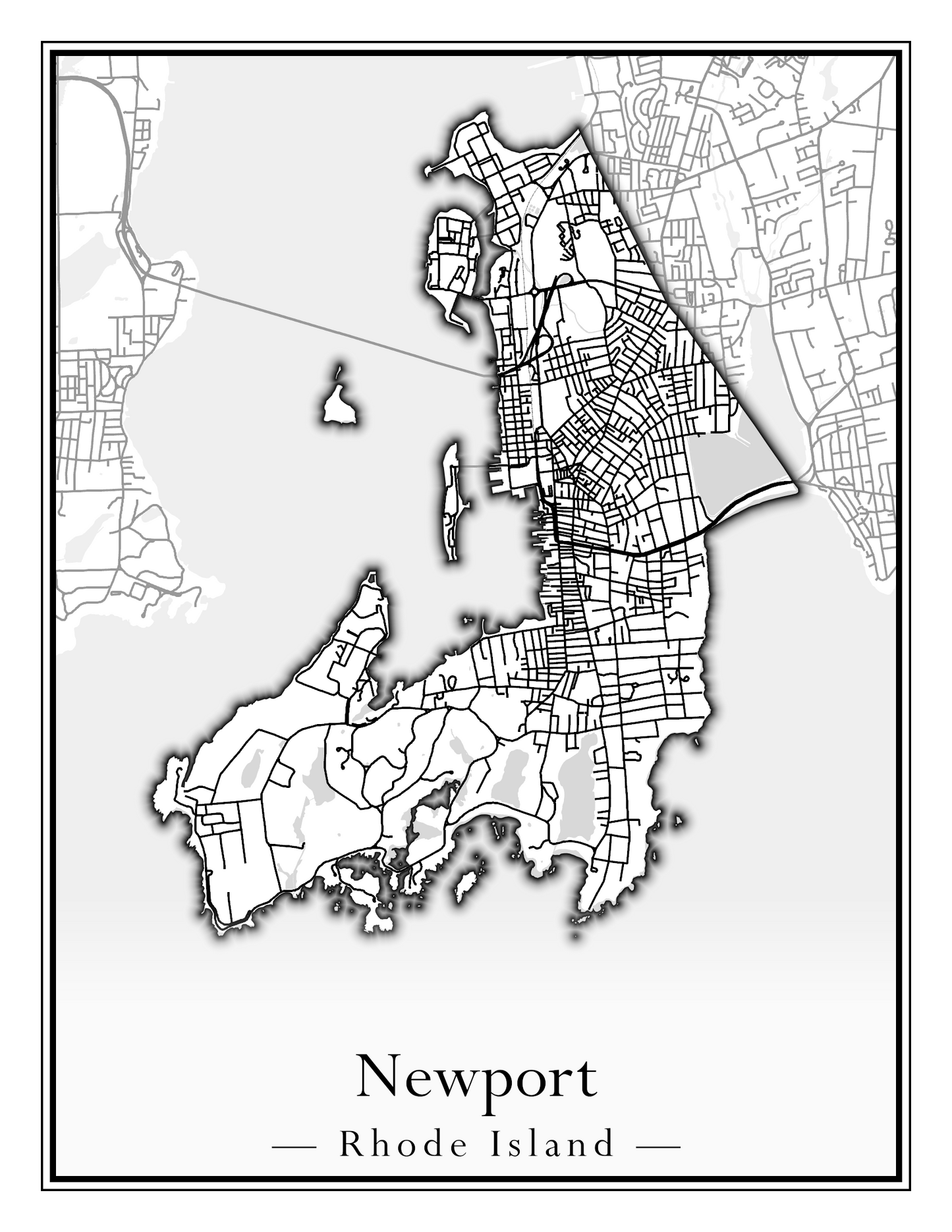 Rhode Island Towns - Street Map (New Shoreham - North Providence)