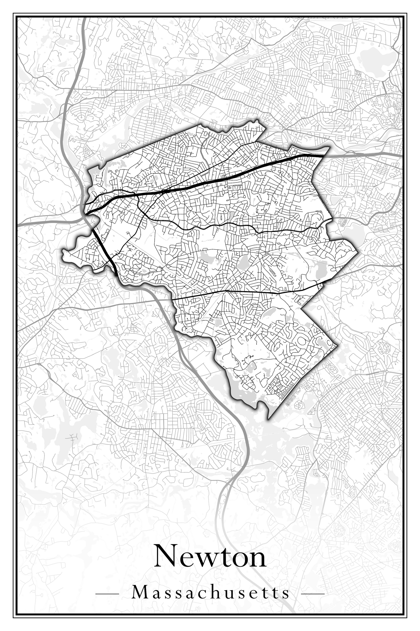 Massachusetts Towns - Street Map (Newbury - Norfolk)