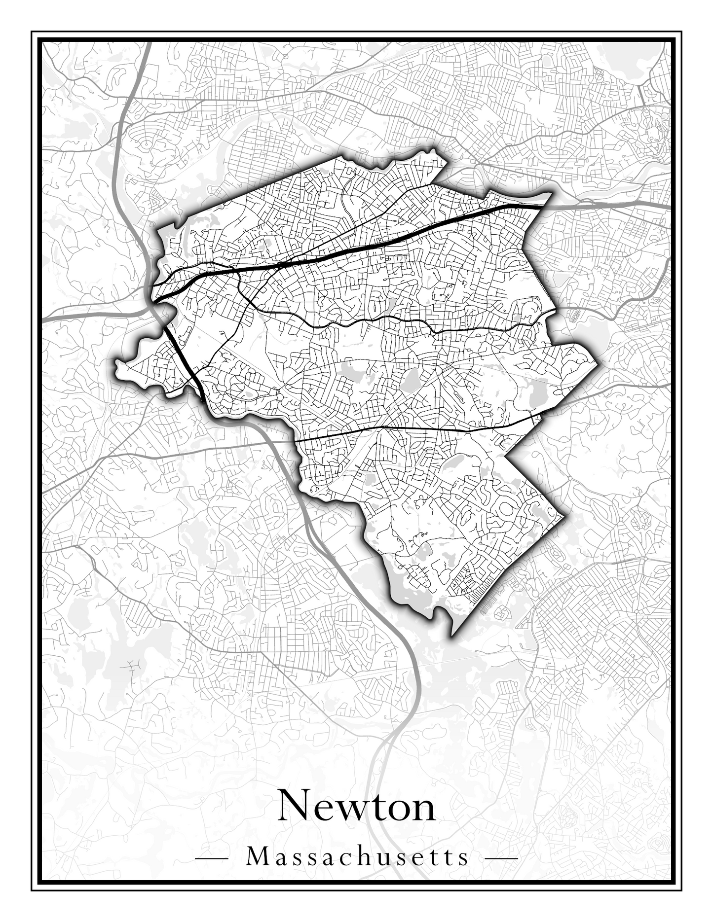 Massachusetts Towns - Street Map (Newbury - Norfolk)