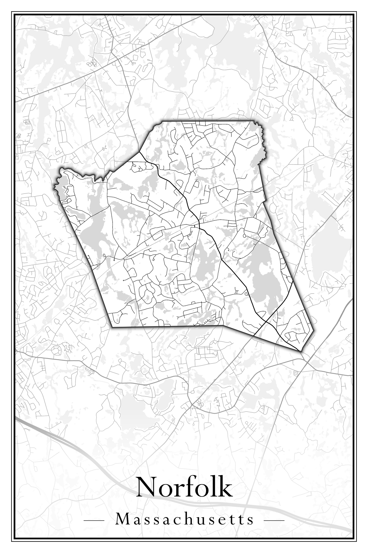 Massachusetts Towns - Street Map (Newbury - Norfolk)