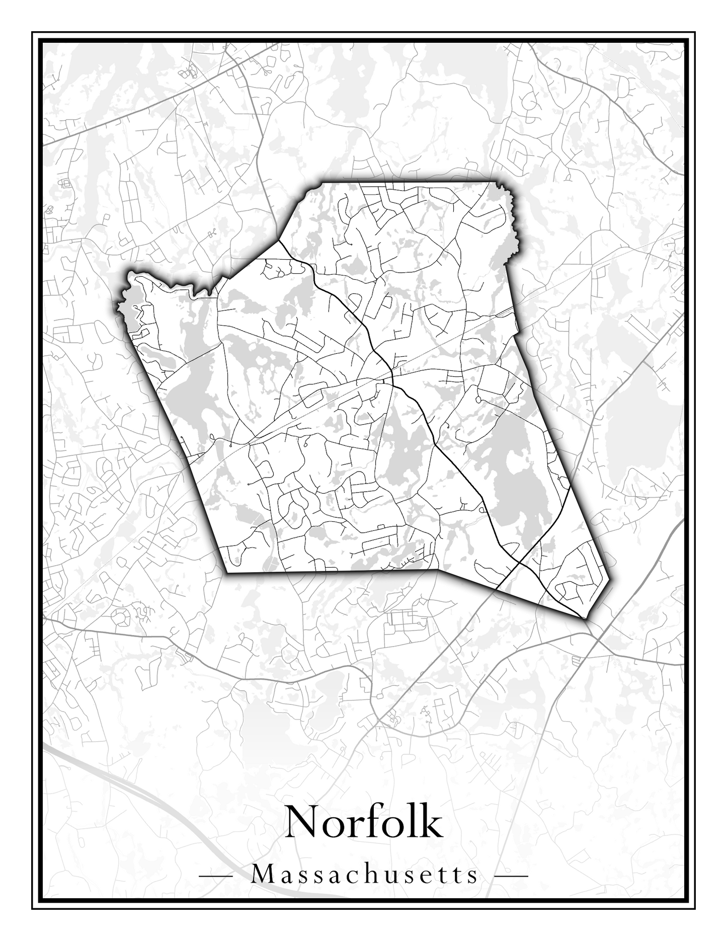 Massachusetts Towns - Street Map (Newbury - Norfolk)