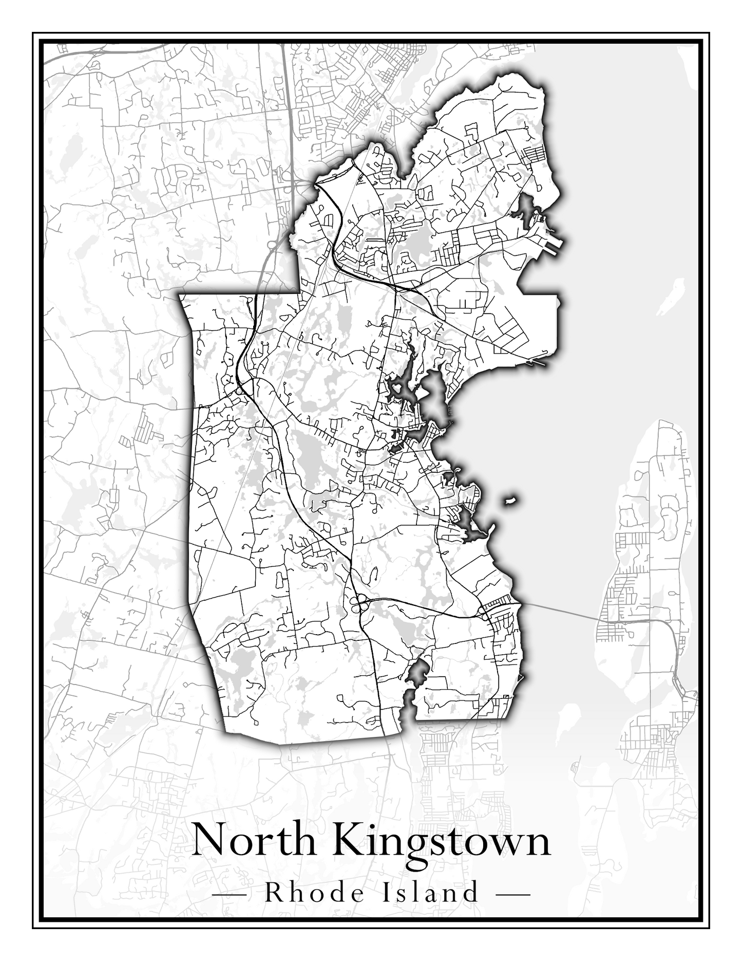 Rhode Island Towns - Street Map (New Shoreham - North Providence)