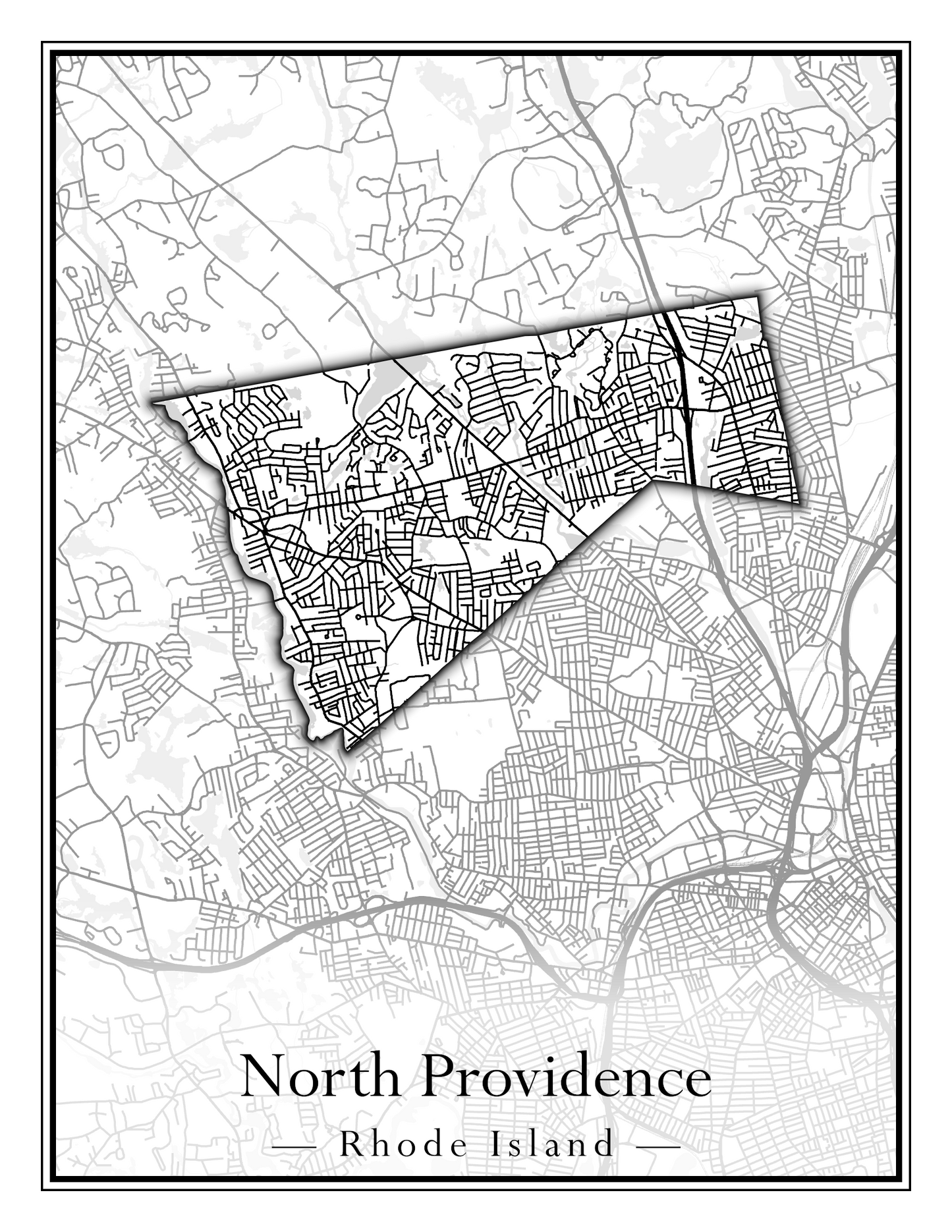 Rhode Island Towns - Street Map (New Shoreham - North Providence)