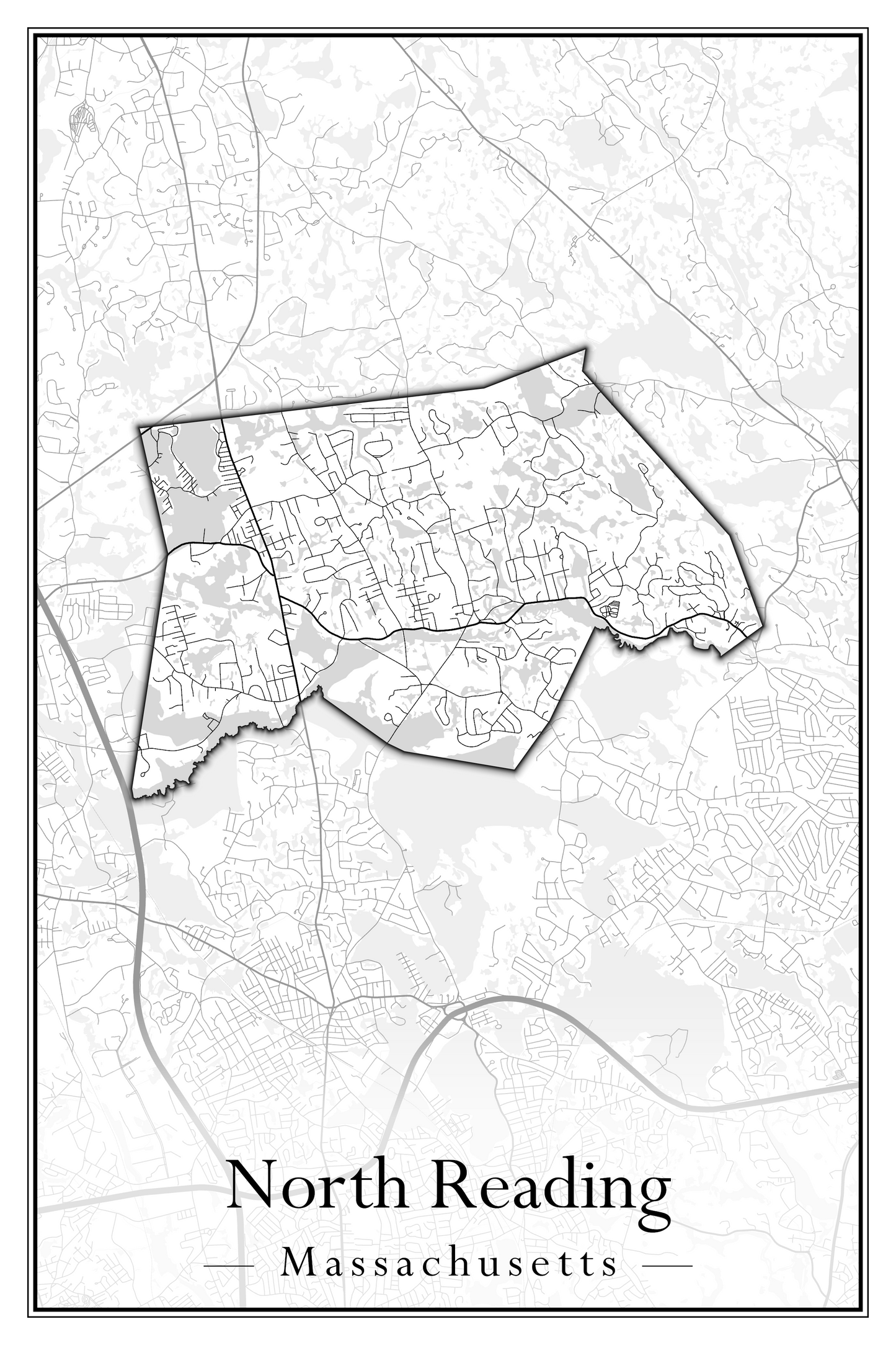 Massachusetts Towns - Street Map (North Reading - Northbridge)