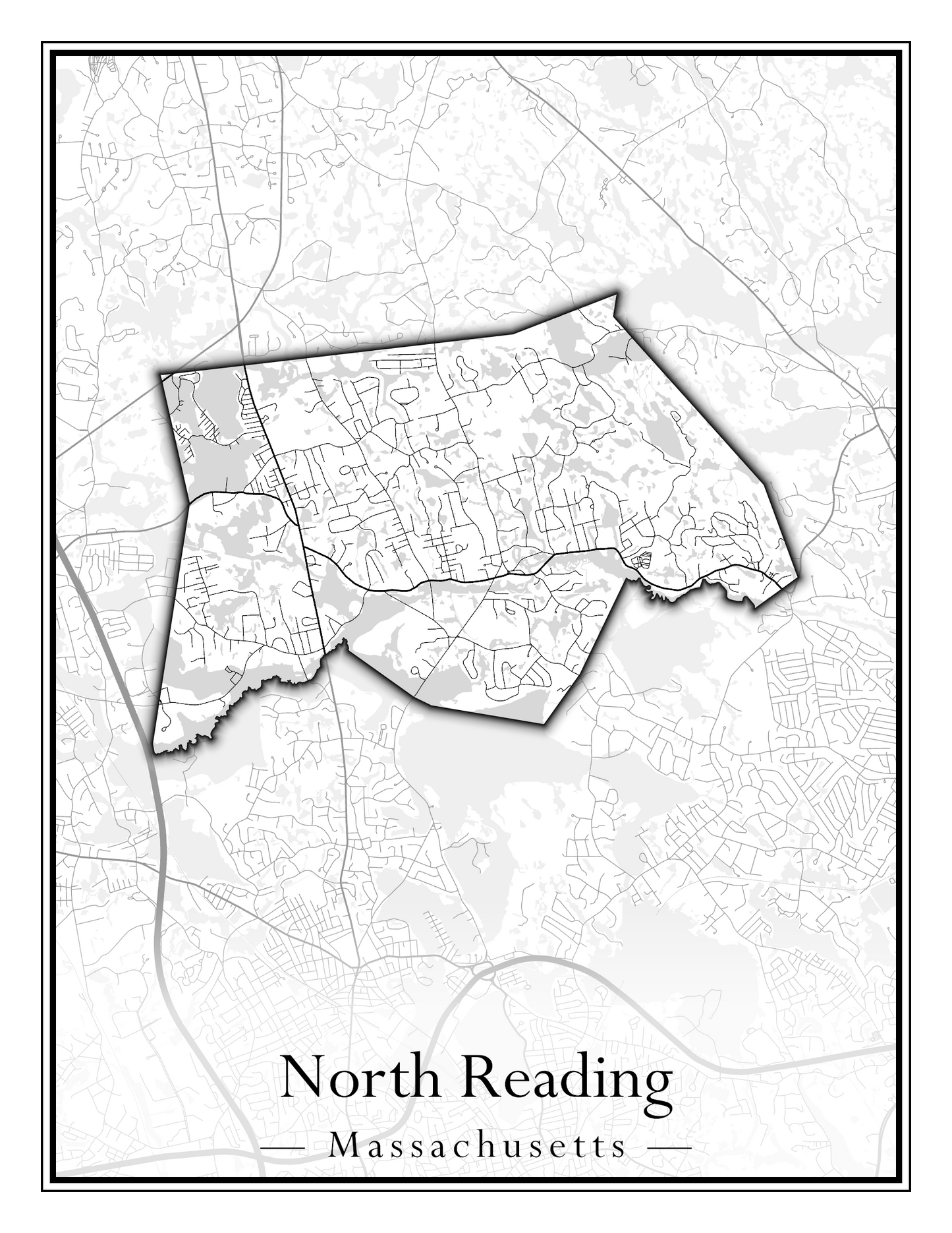 Massachusetts Towns - Street Map (North Reading - Northbridge)