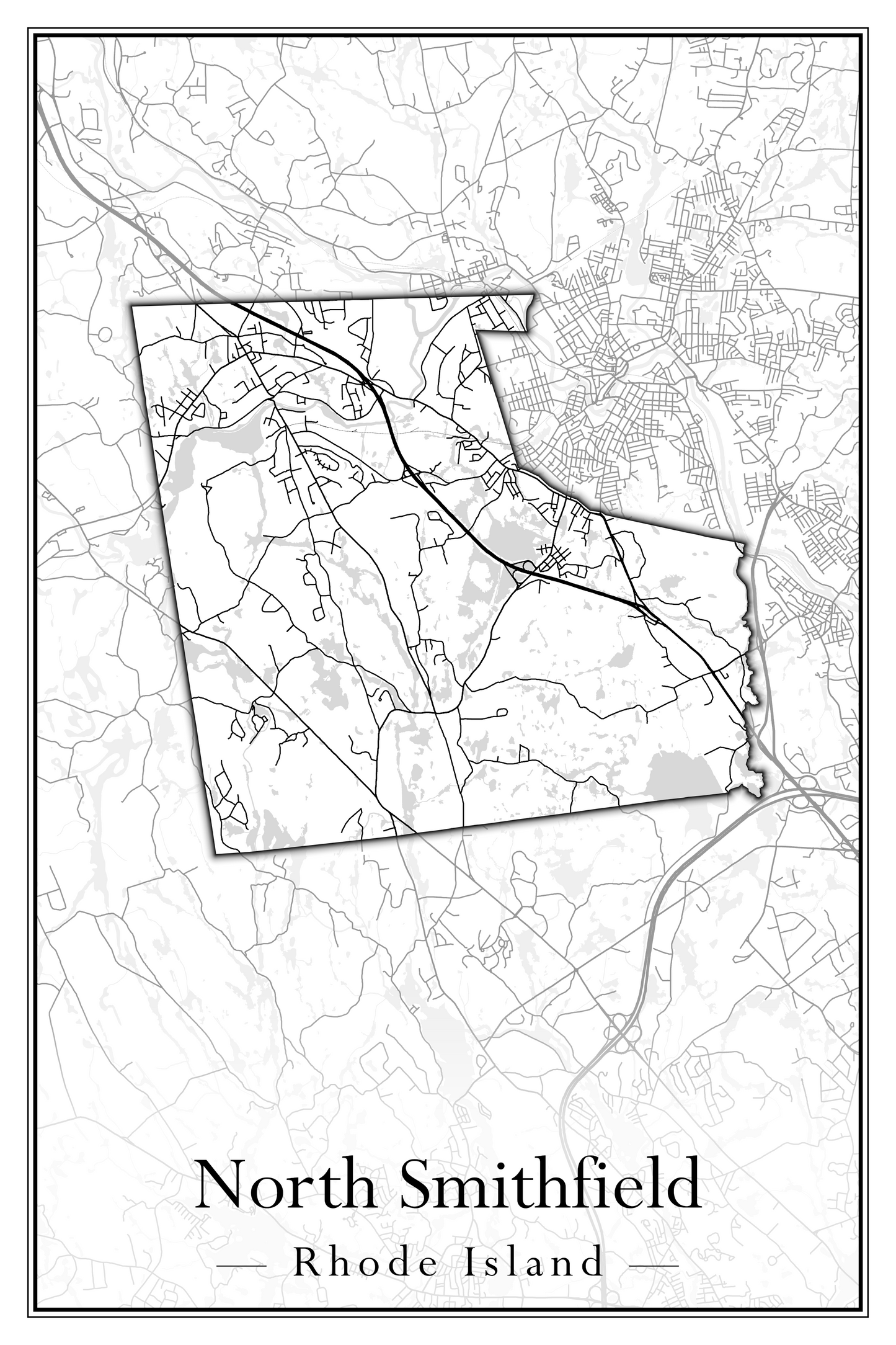 Rhode Island Towns - Street Map (North Smithfield - Providence)