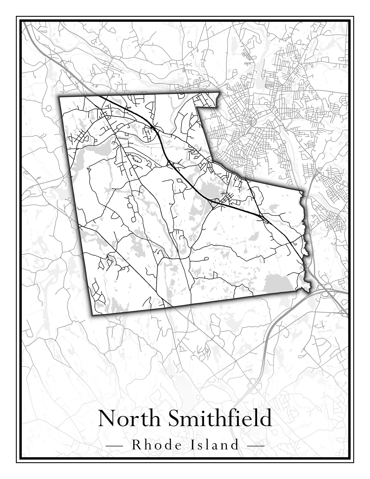 Rhode Island Towns - Street Map (North Smithfield - Providence)