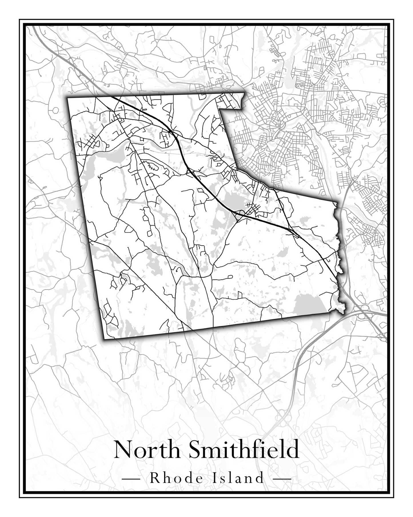 Rhode Island Towns - Street Map (North Smithfield - Providence)