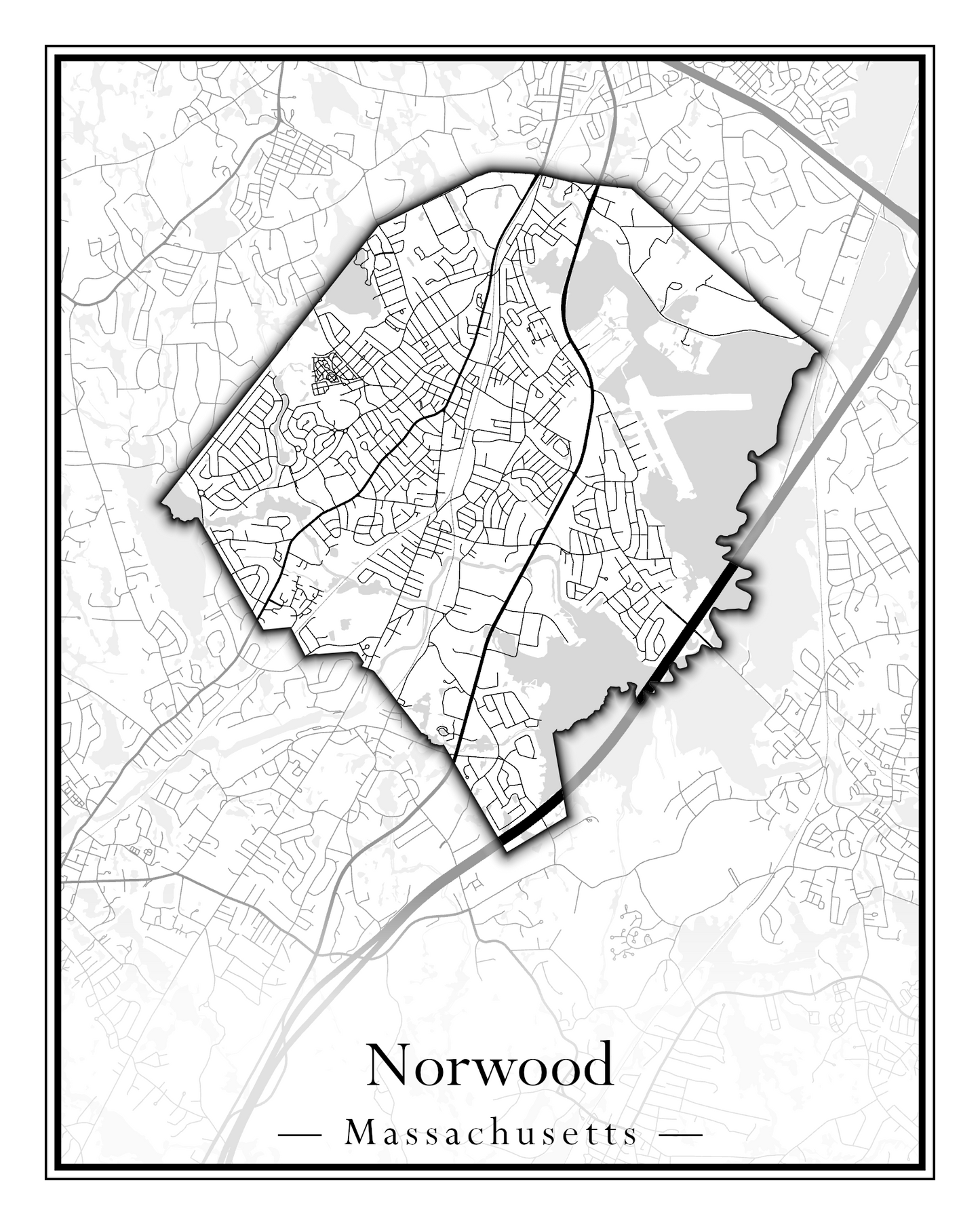 Massachusetts Towns - Street Map (Northfield - Norwood)