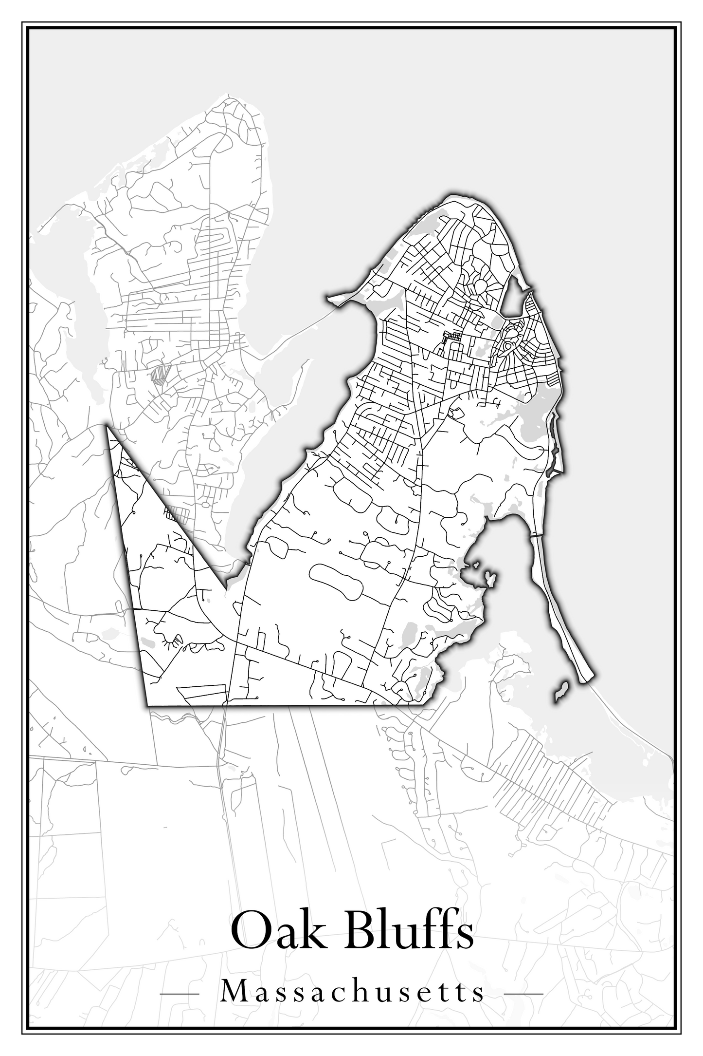 Massachusetts Towns - Street Map (Oak Bluffs - Orleans)