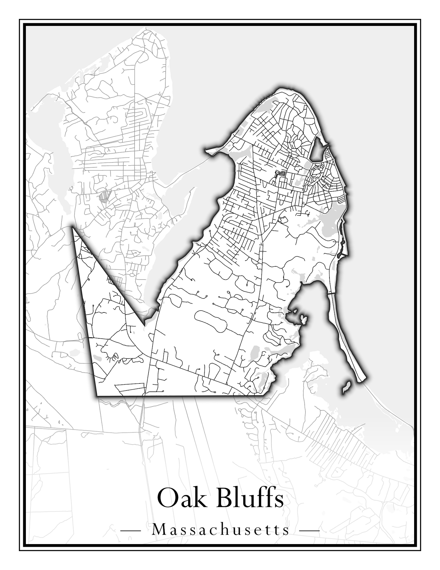 Massachusetts Towns - Street Map (Oak Bluffs - Orleans)