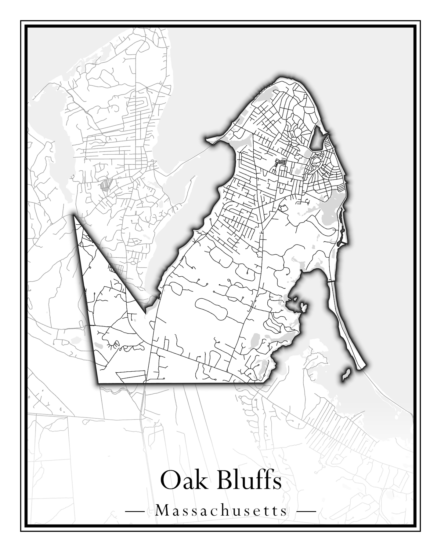 Massachusetts Towns - Street Map (Oak Bluffs - Orleans)