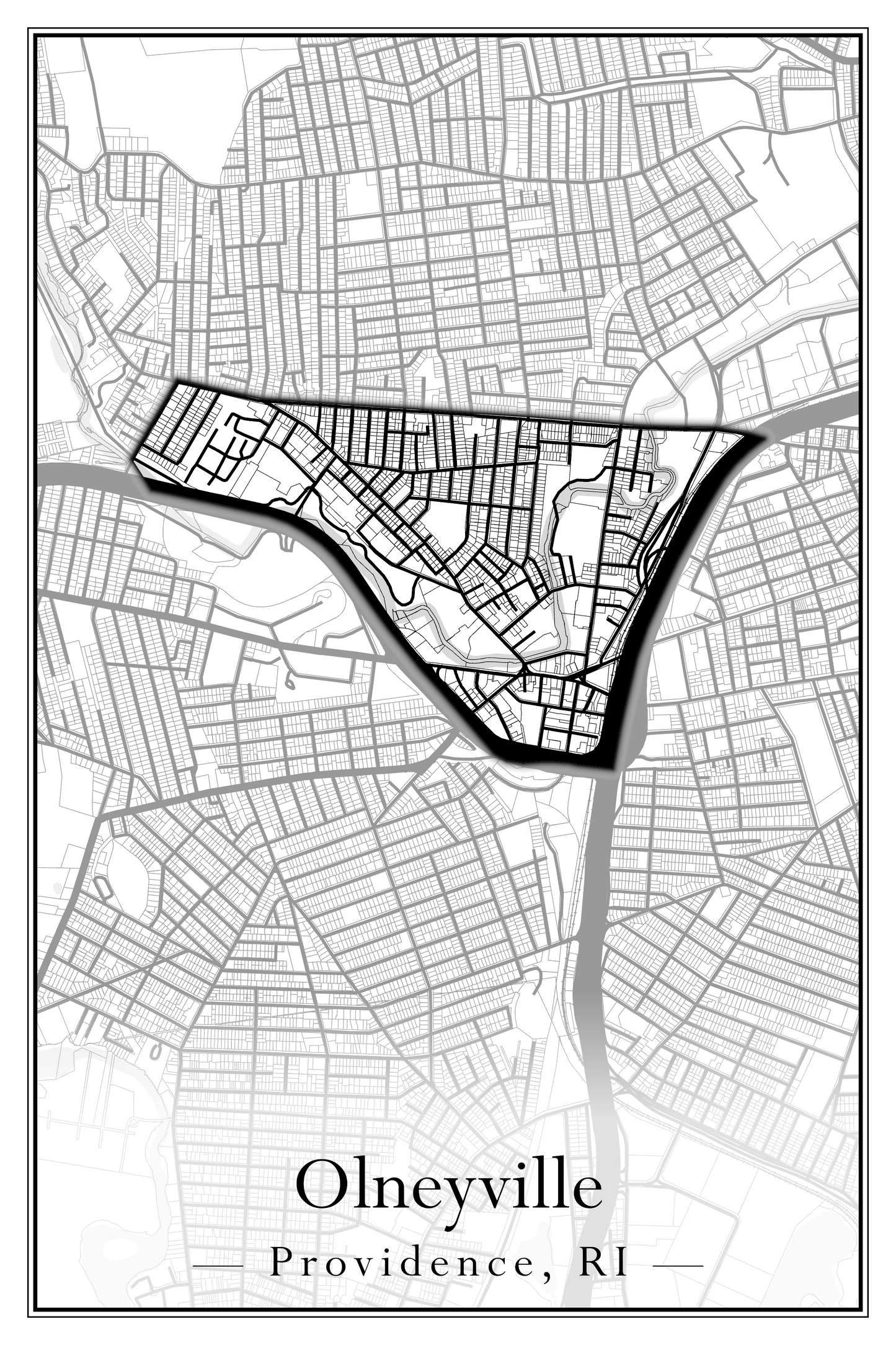 Providence Neighborhoods - Street Map (Mount Hope - Reservoir)