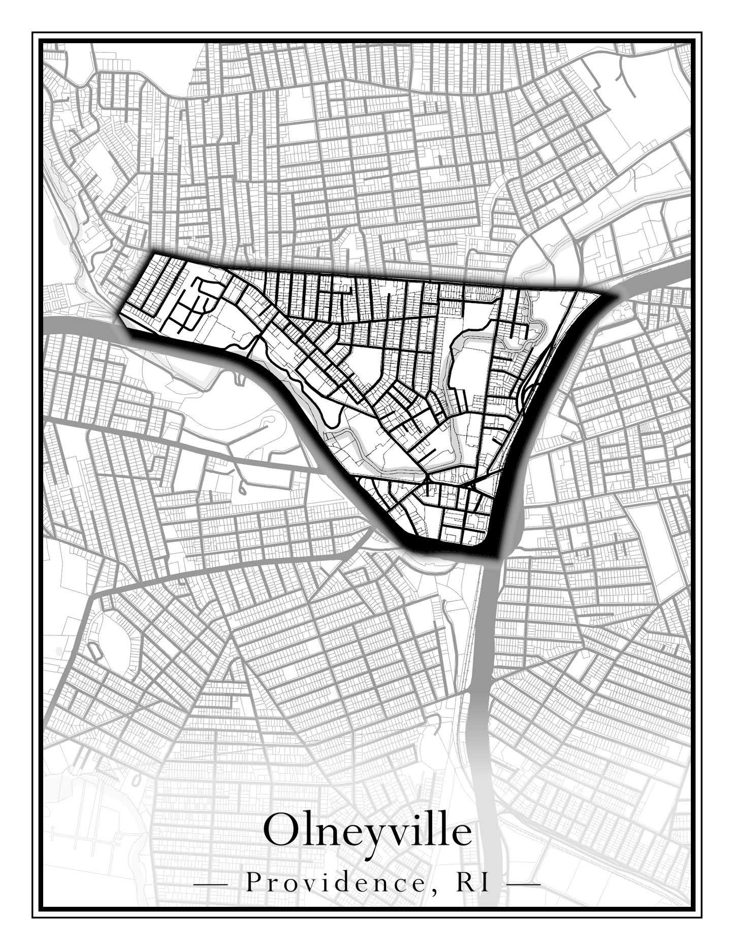 Providence Neighborhoods - Street Map (Mount Hope - Reservoir)