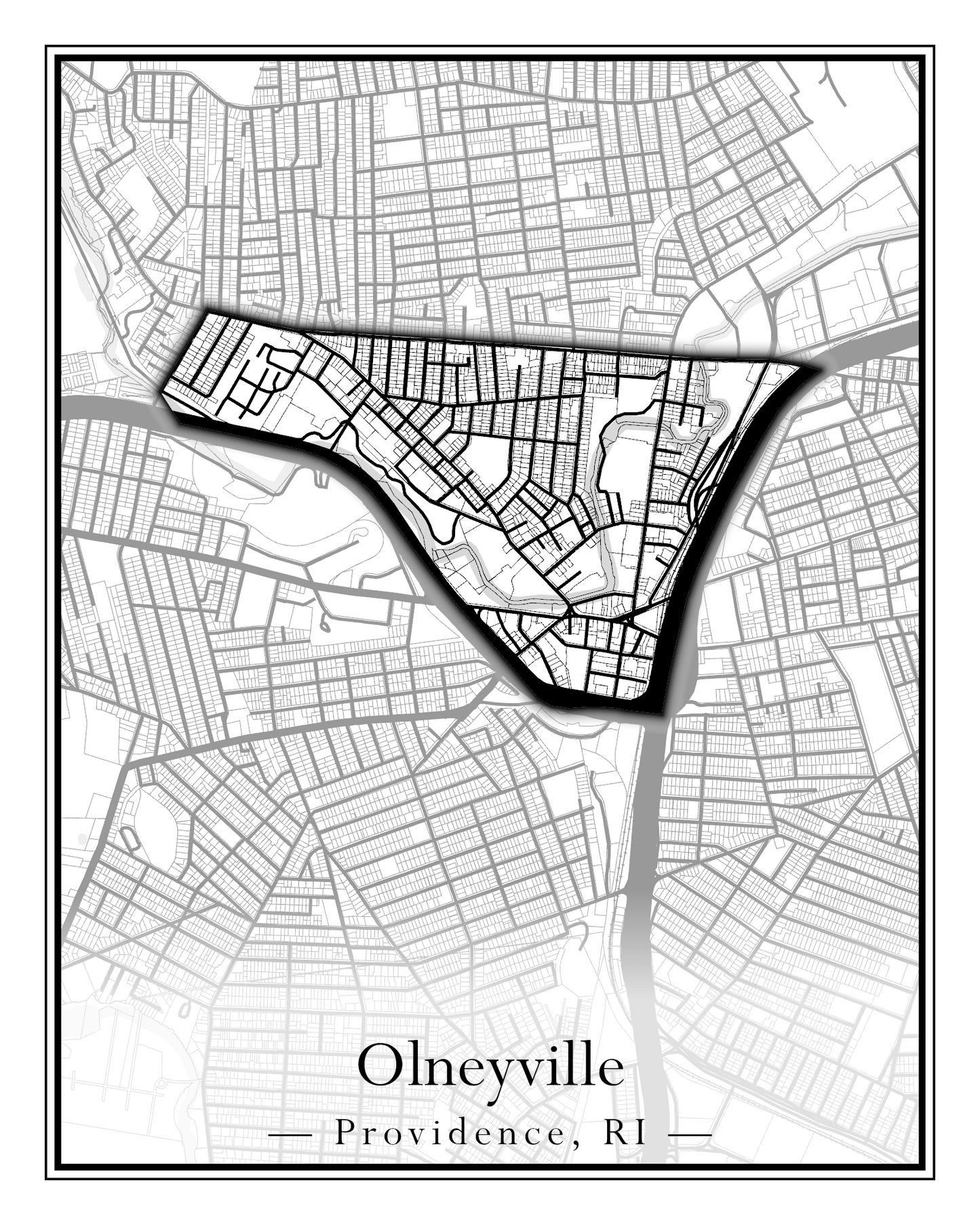 Providence Neighborhoods - Street Map (Mount Hope - Reservoir)