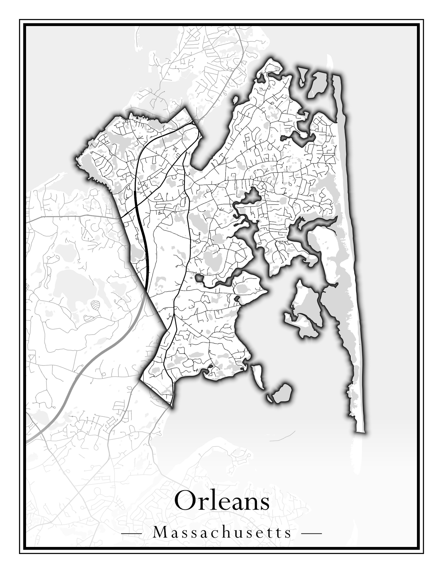 Massachusetts Towns - Street Map (Oak Bluffs - Orleans)