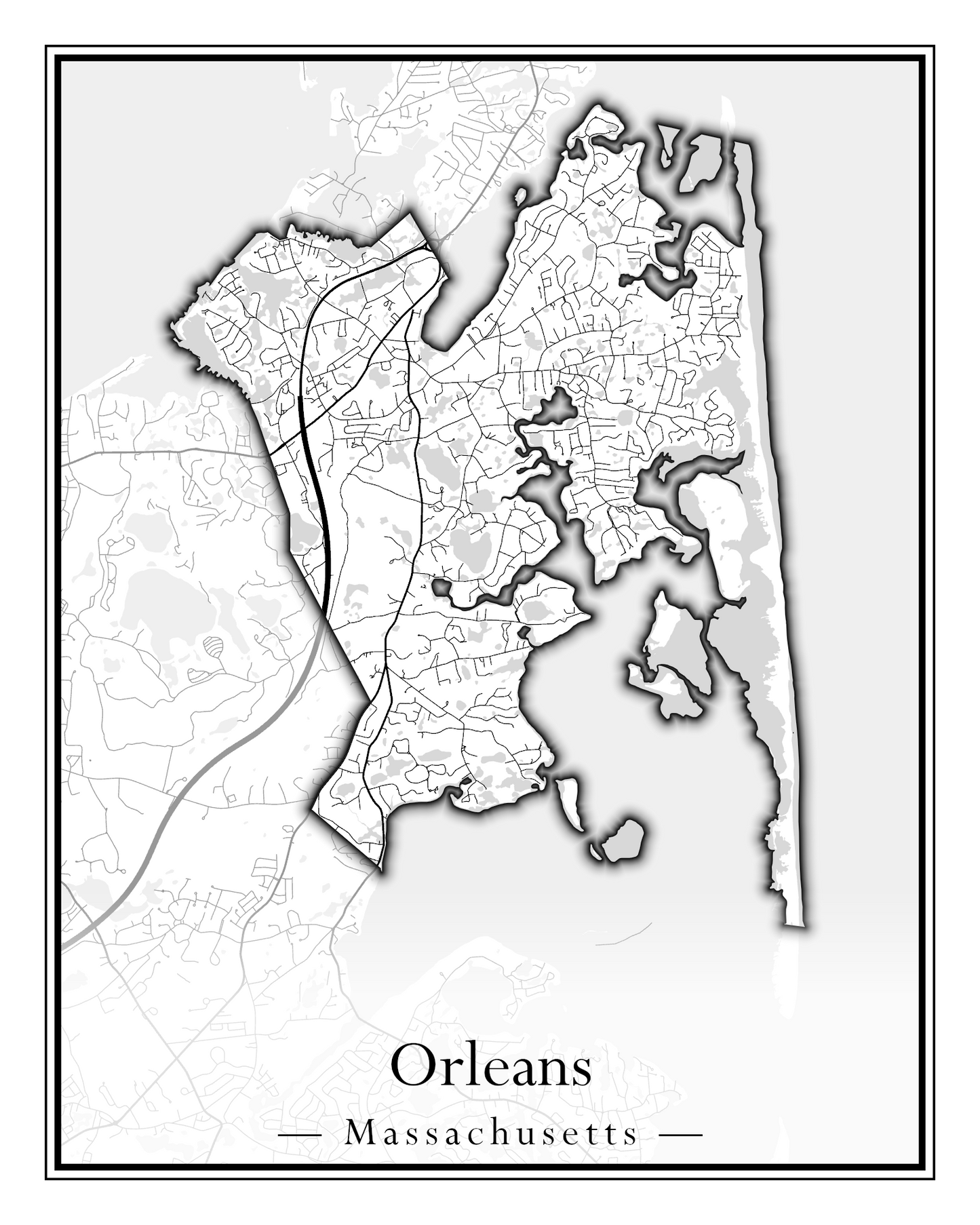 Massachusetts Towns - Street Map (Oak Bluffs - Orleans)