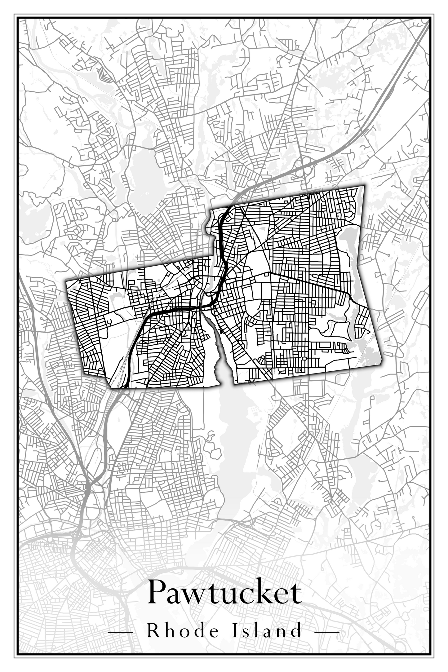 Rhode Island Towns - Street Map (North Smithfield - Providence)