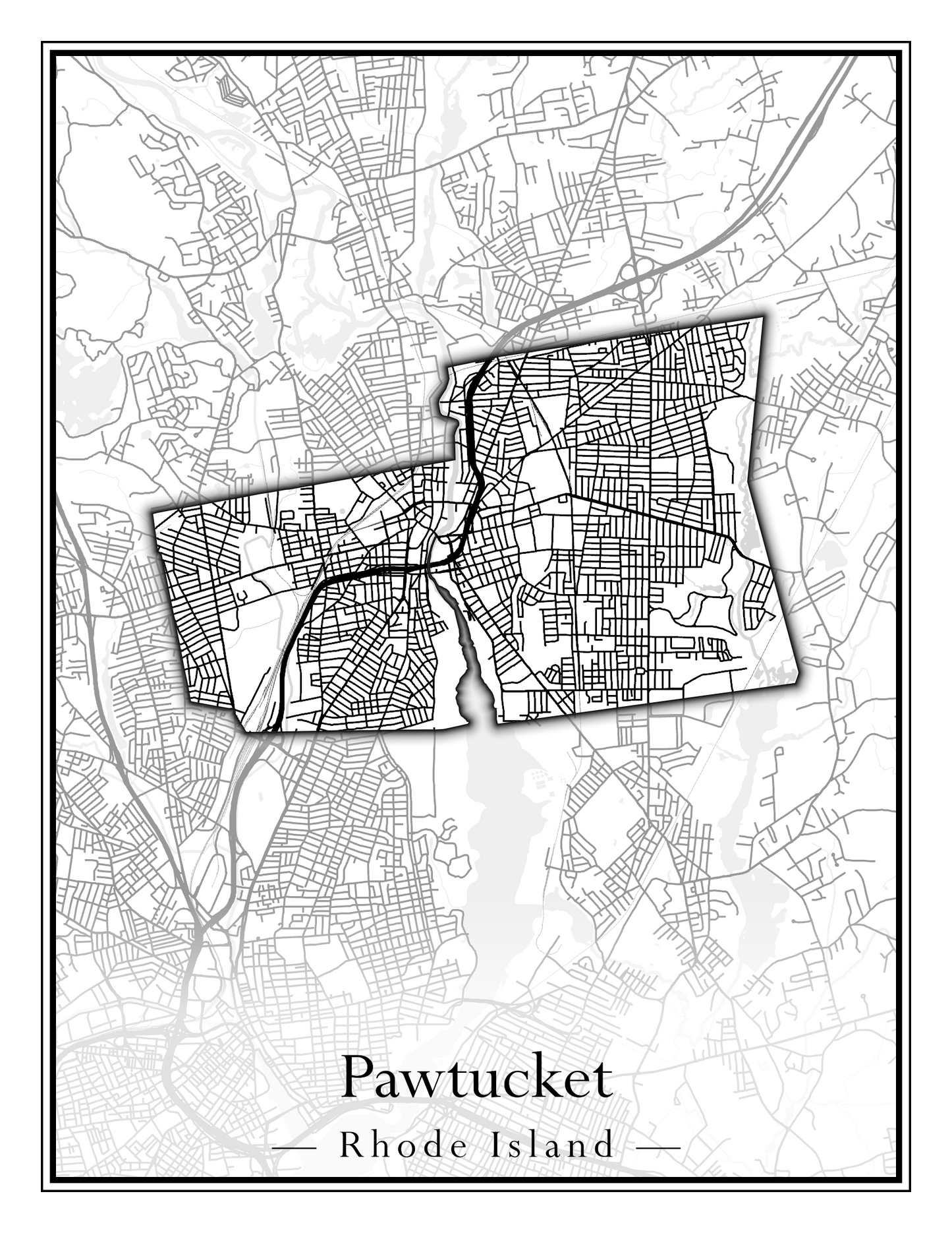 Rhode Island Towns - Street Map (North Smithfield - Providence)