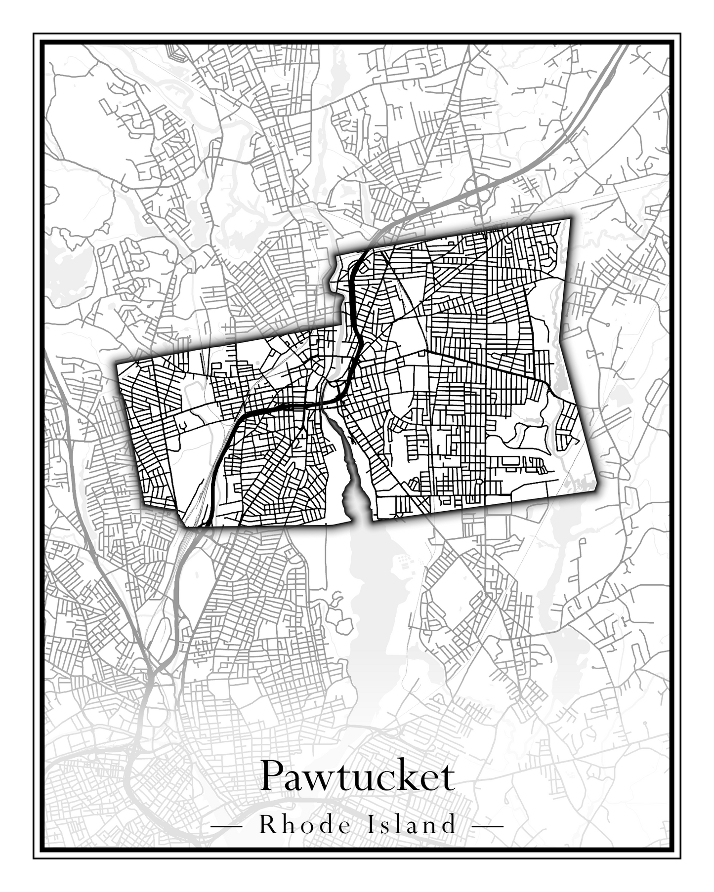 Rhode Island Towns - Street Map (North Smithfield - Providence)