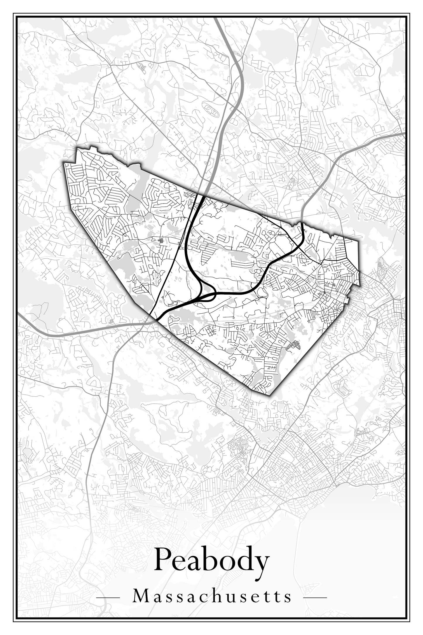 Massachusetts Towns - Street Map (Peabody - Pepperell)