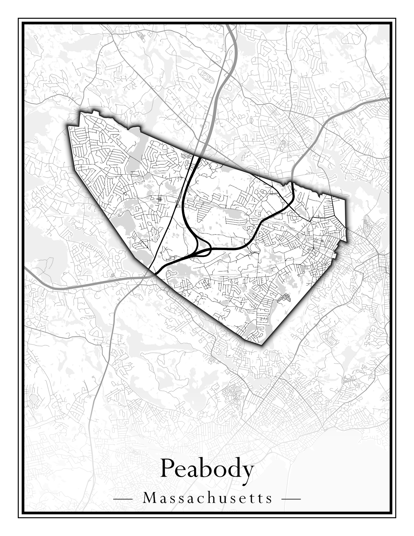 Massachusetts Towns - Street Map (Peabody - Pepperell)