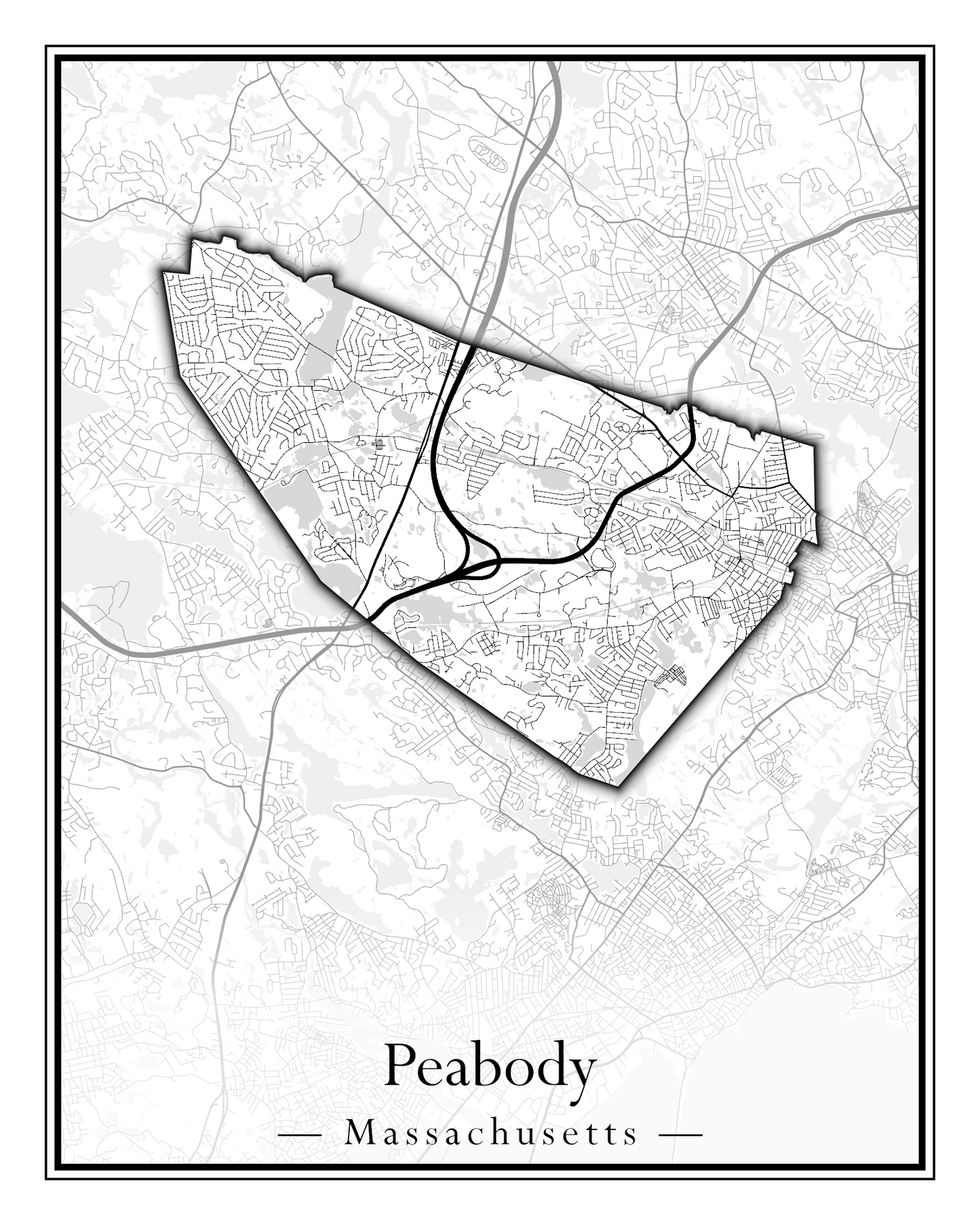 Massachusetts Towns - Street Map (Peabody - Pepperell)