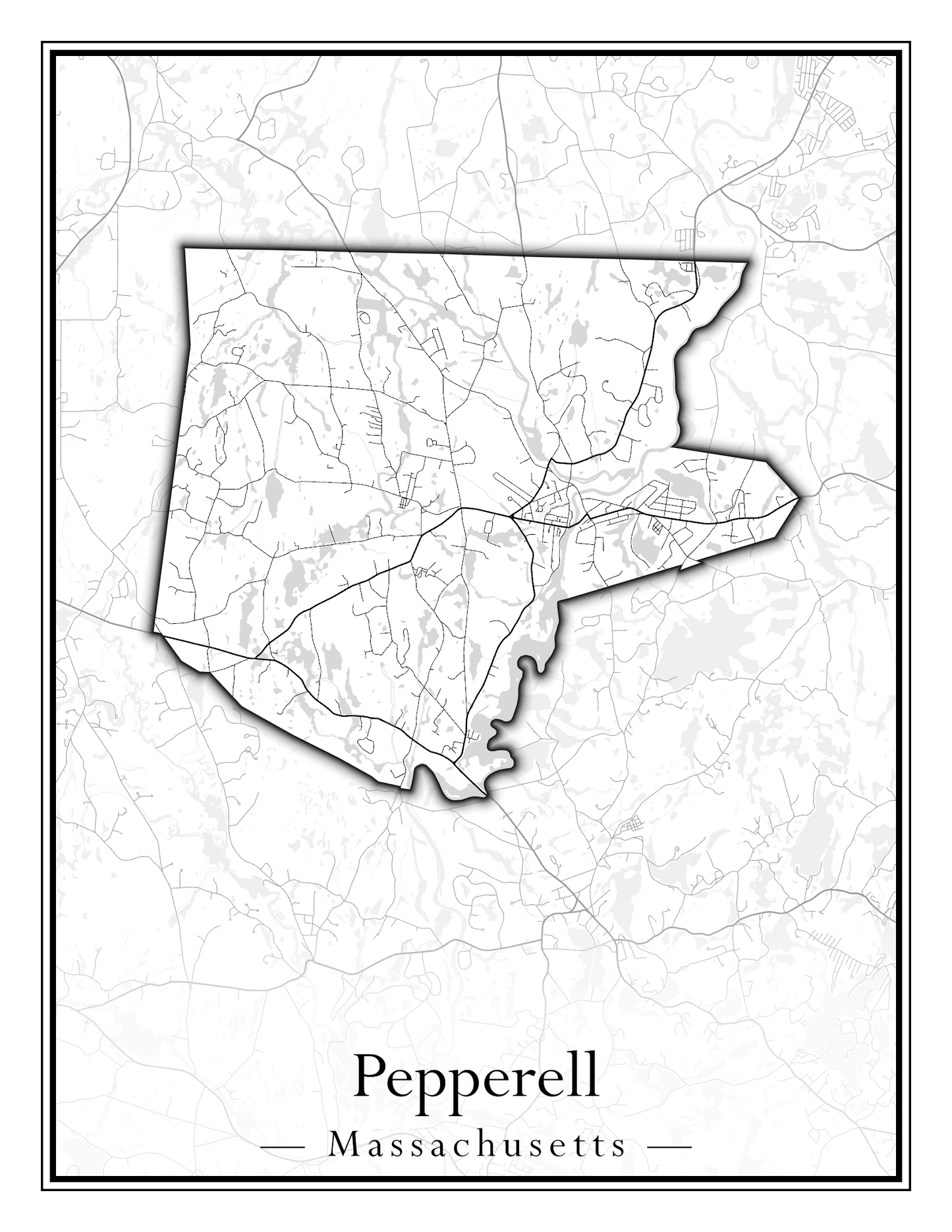 Massachusetts Towns - Street Map (Peabody - Pepperell)